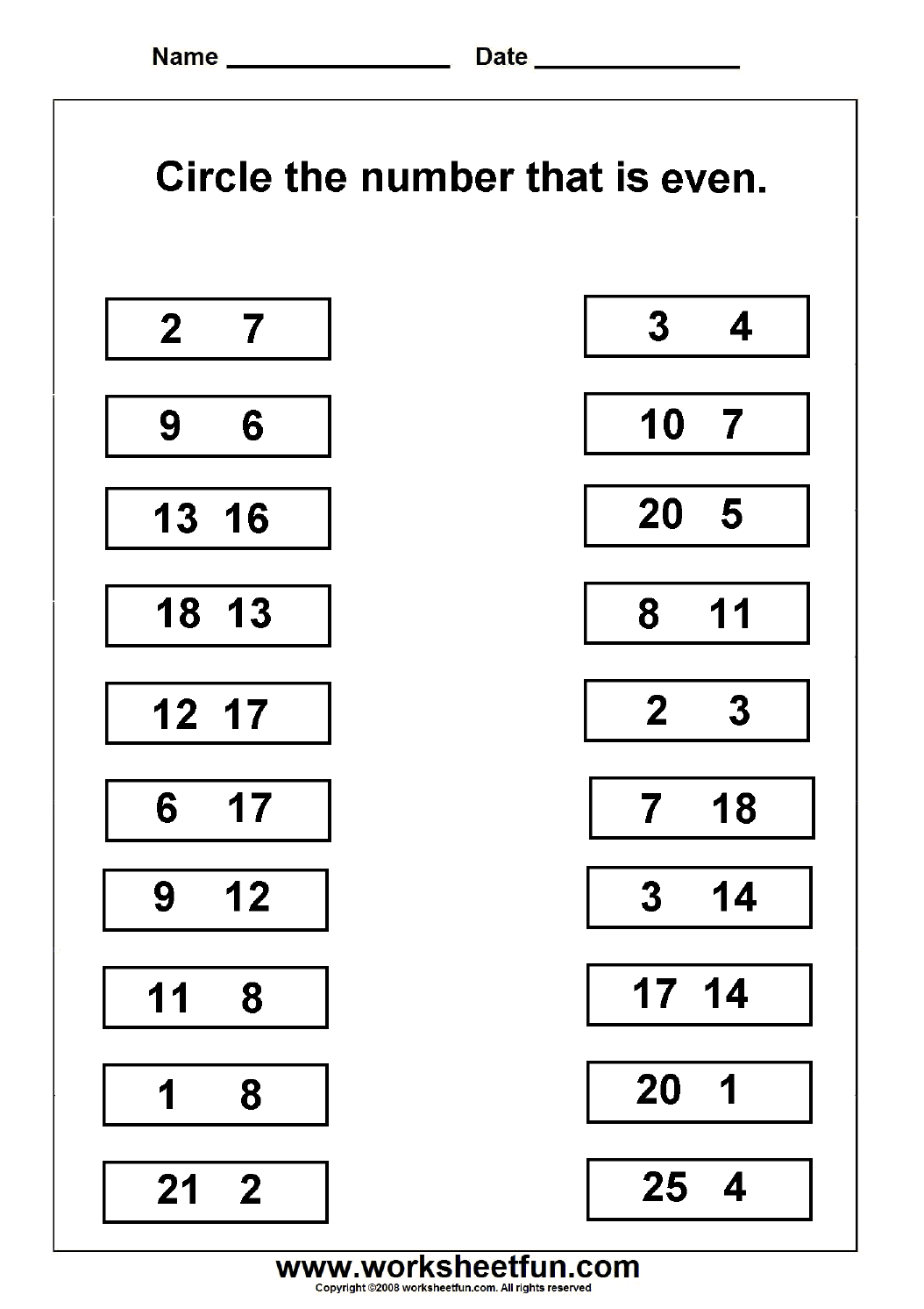 Even amp Odd Numbers 2 Worksheets Number Worksheets Kindergarten Worksheets Library