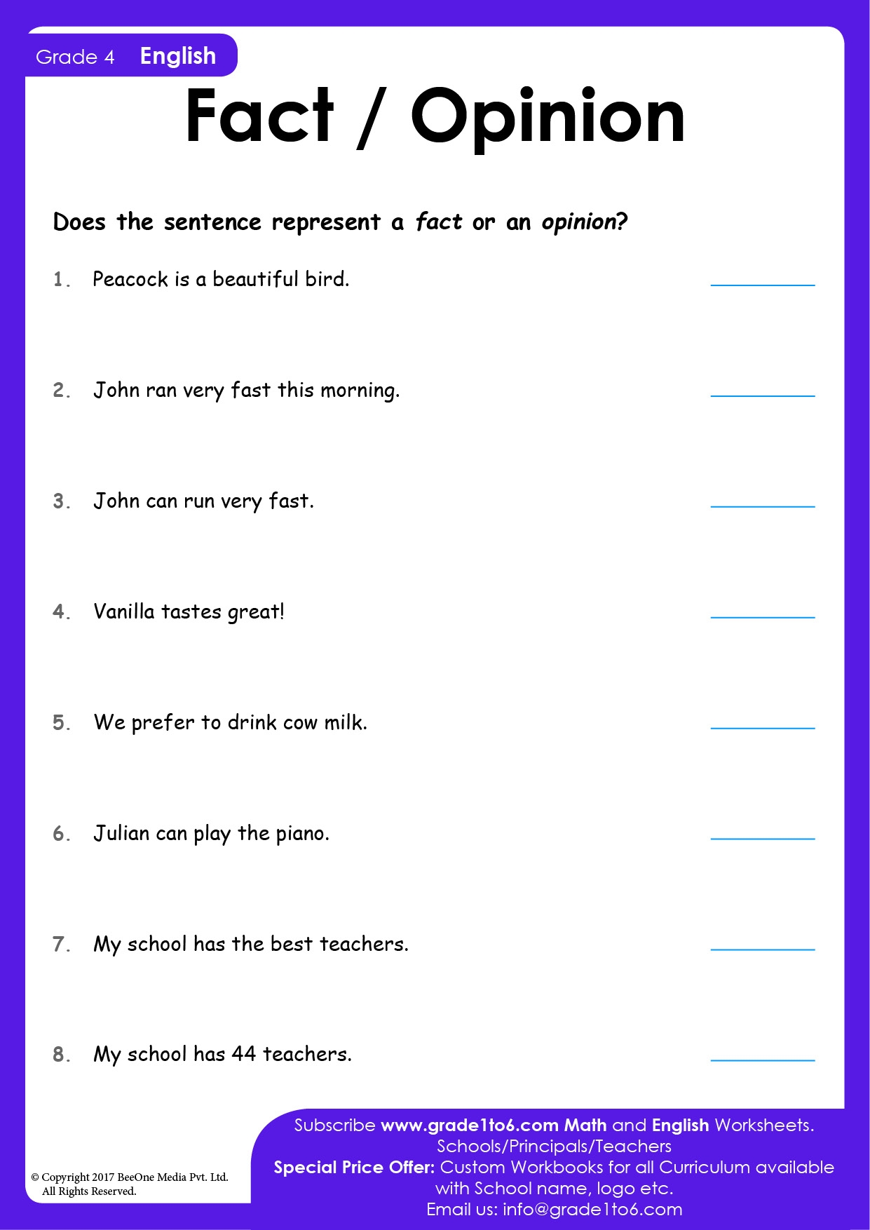 Fact And Opinion Worksheets Worksheets Library
