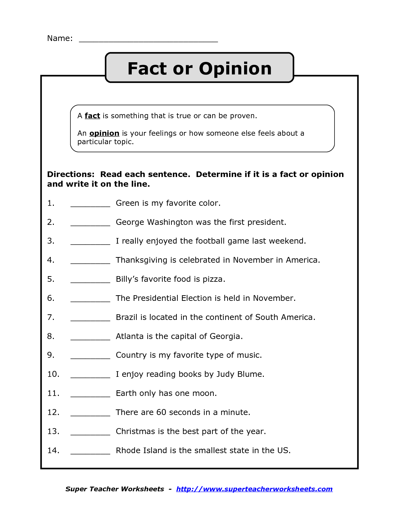 Fact Vs Opinion Worksheet Google Search Fact And Opinion Fact Worksheets Library