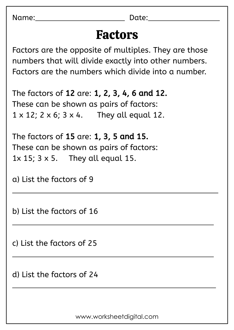 Factors And Multiples