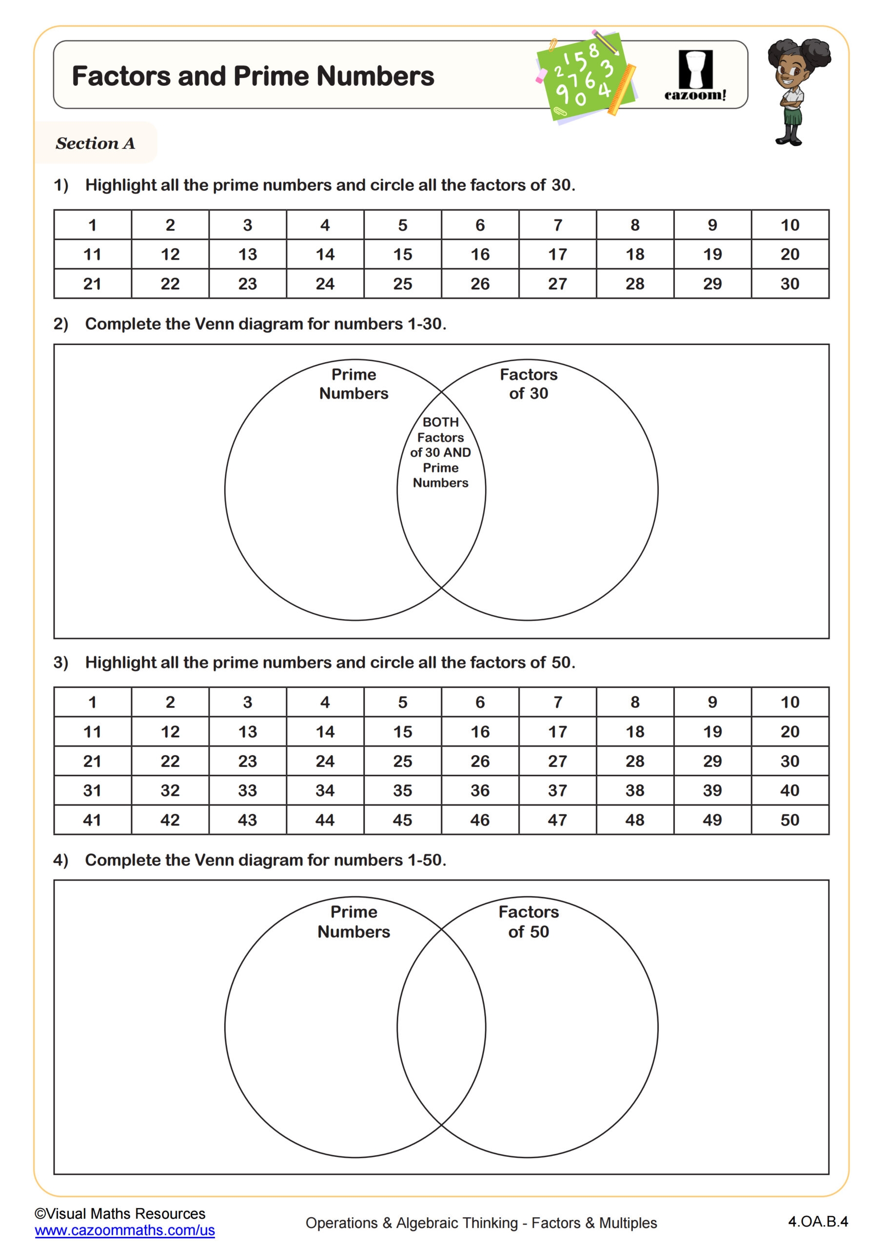 factors and prime factorization worksheets