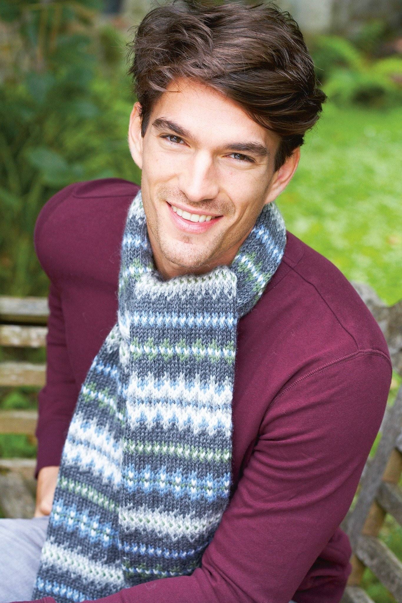 Fair Isle Mens Scarf Knitting Pattern