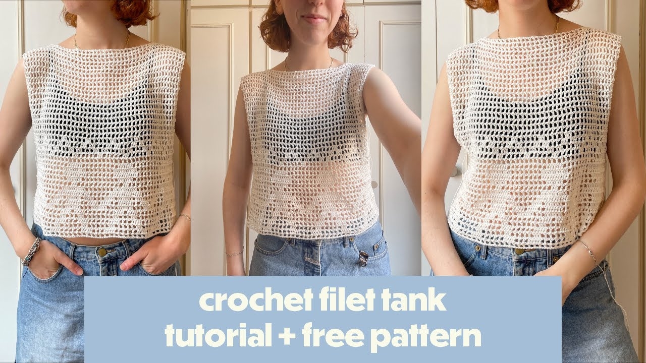 Filet Crochet Paper Chain Top Tutorial Free Pattern YouTube