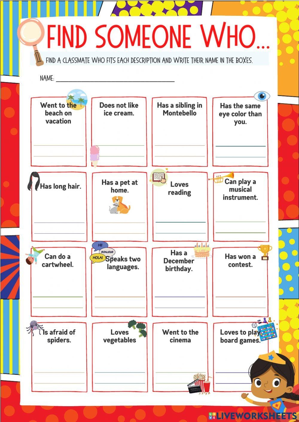 Find Someone Who Online Practice Live Worksheets Worksheets Library