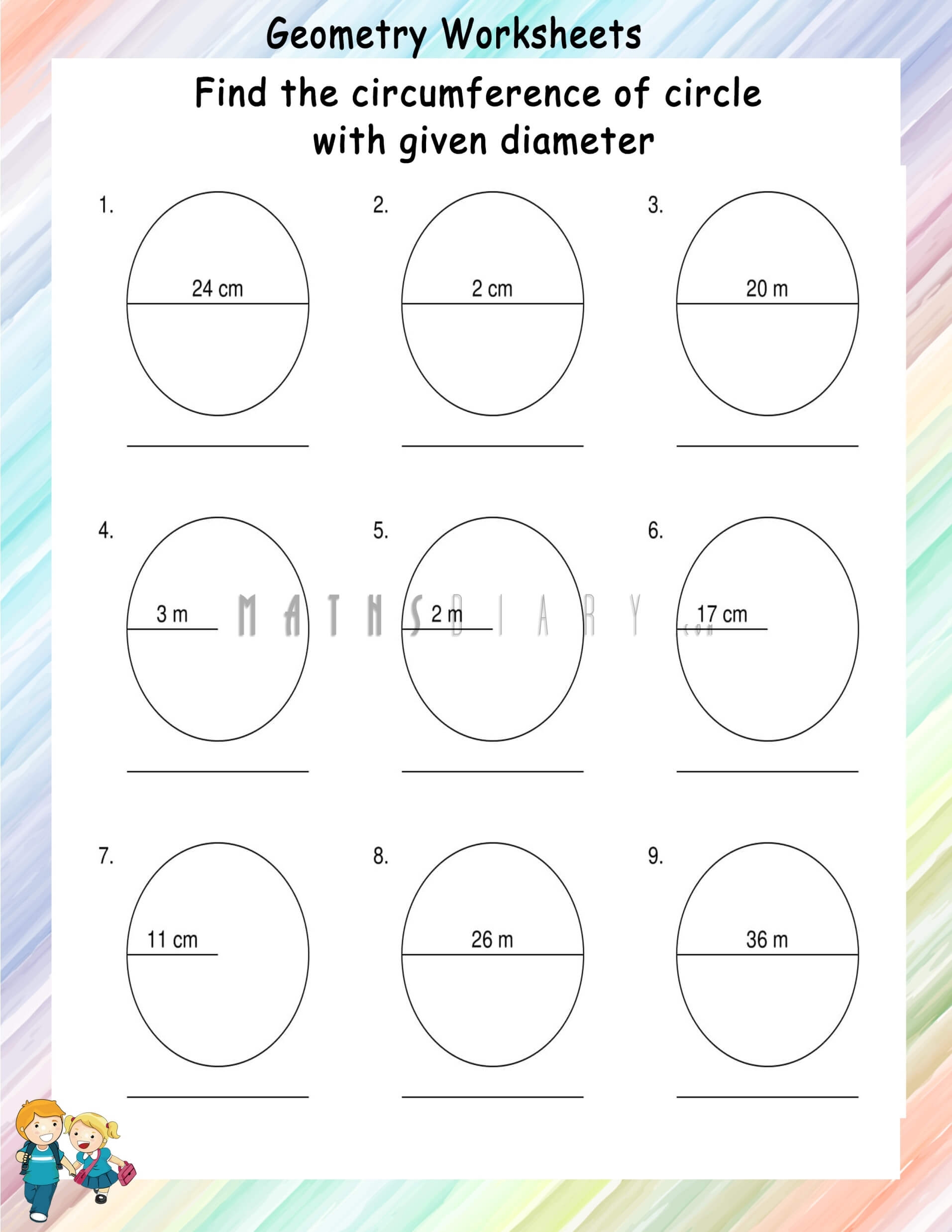 circumference of a circle worksheet