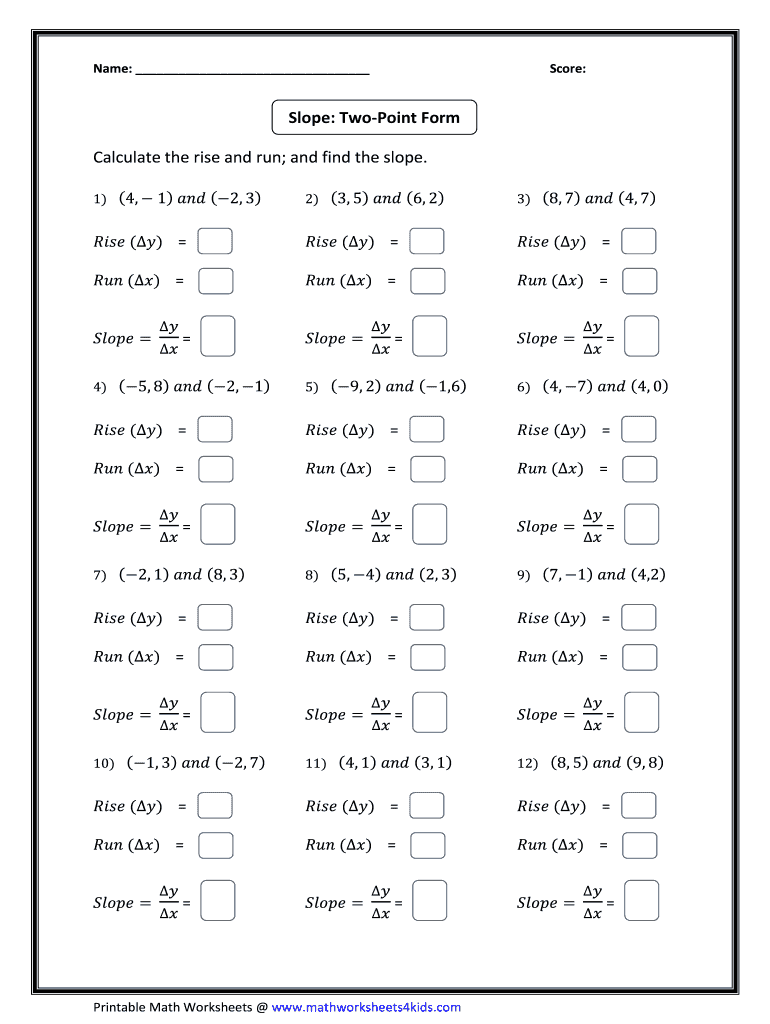 Finding Slope From Two Points Worksheet Pdf Fill Out Sign Online DocHub
