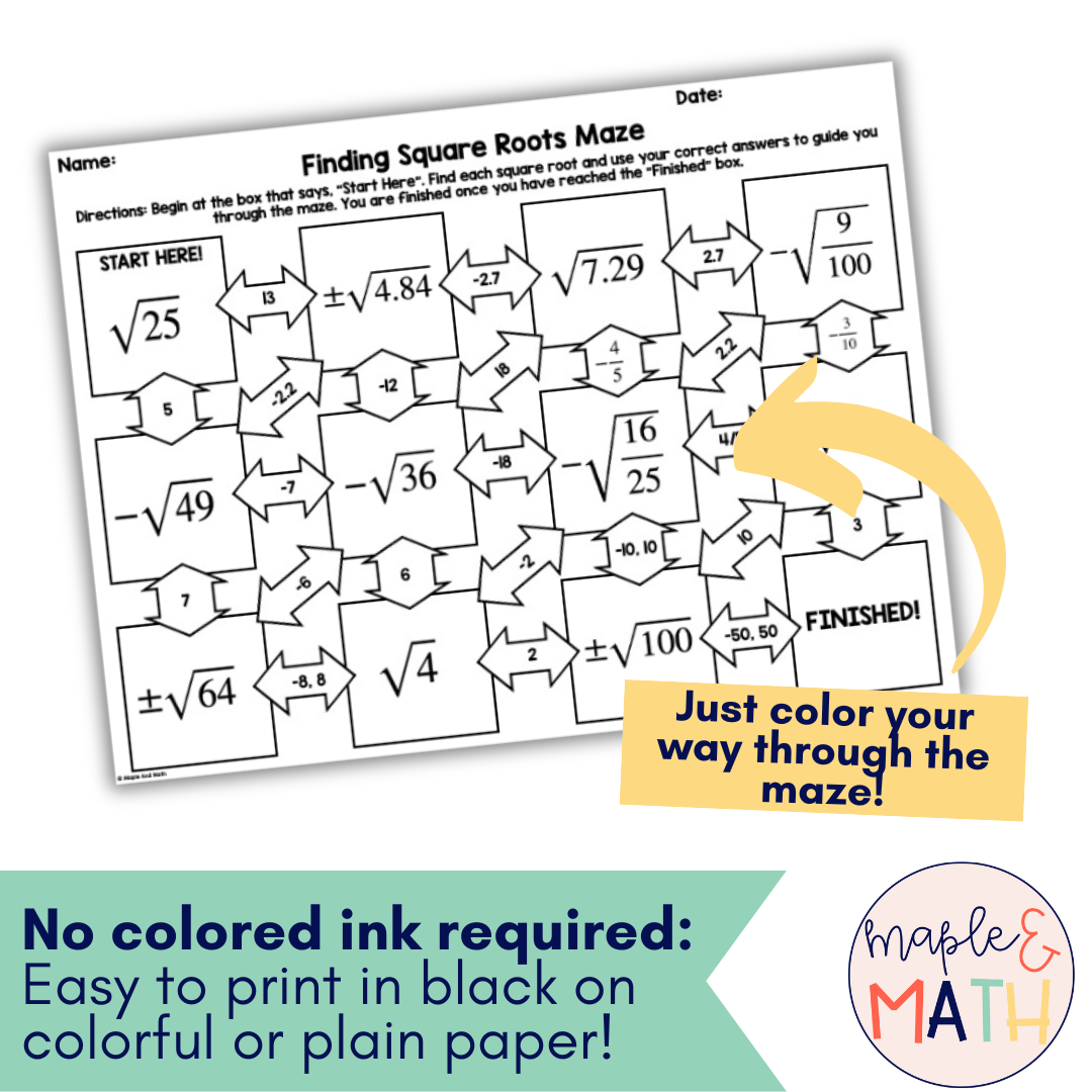 Finding Square Roots Maze Activity Worksheet 8th Grade Classful Finding Square Roots Maze Activity Worksheet 8th Grade Classful
