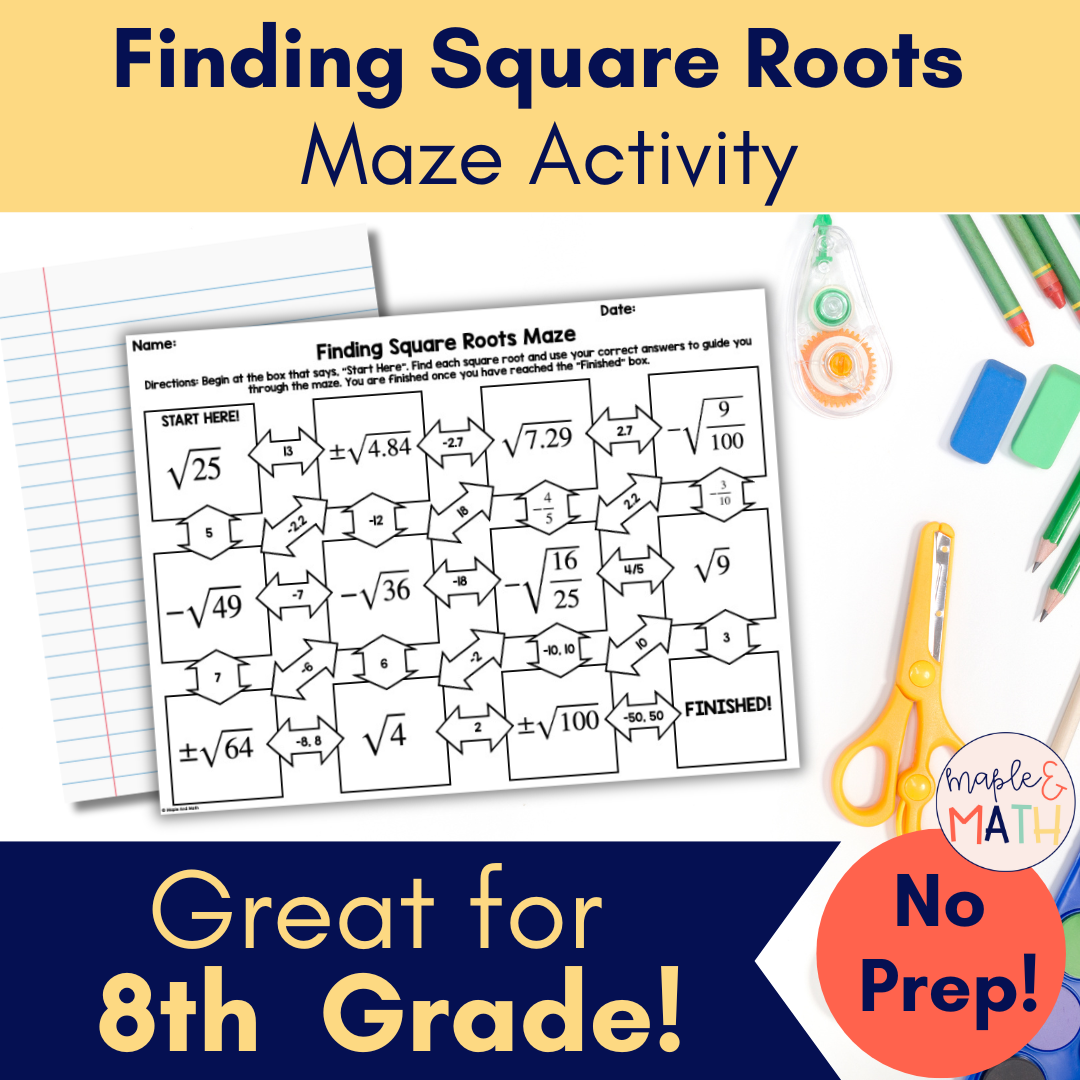 Finding Square Roots Maze Activity Worksheet 8th Grade Classful Finding Square Roots Maze Activity Worksheet 8th Grade Classful