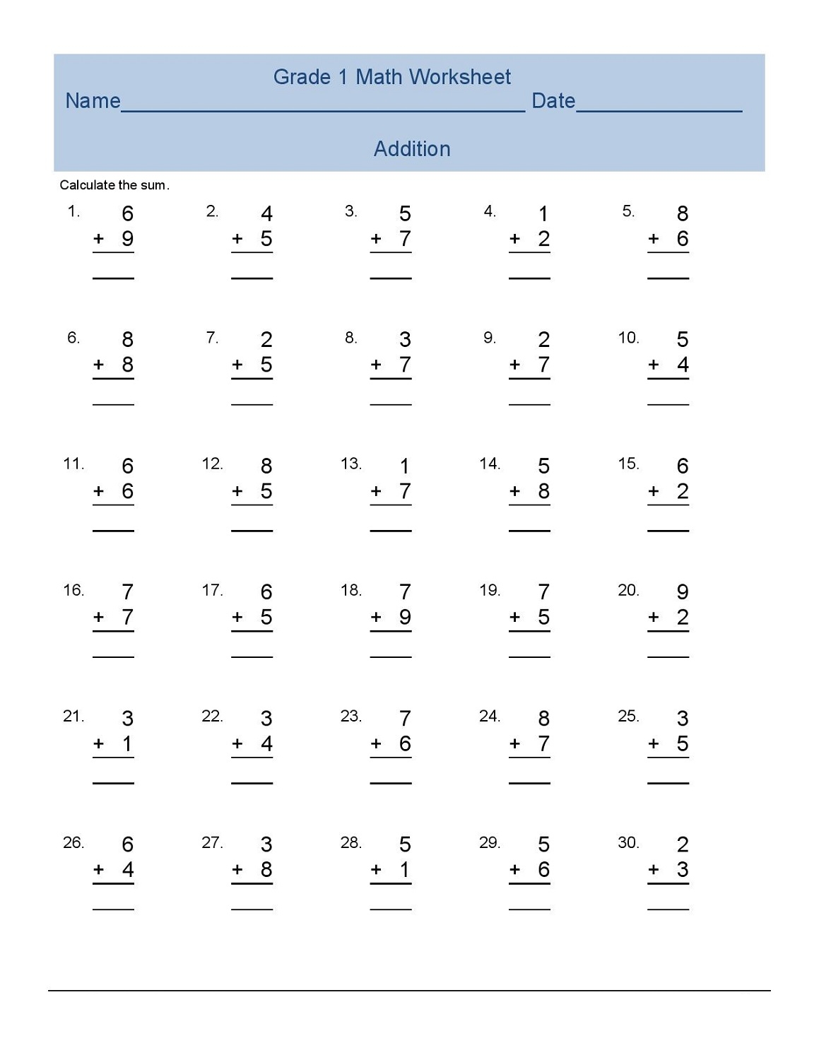 First Grade Addition And Subtraction Worksheets By My Teaching Pal Worksheets Library