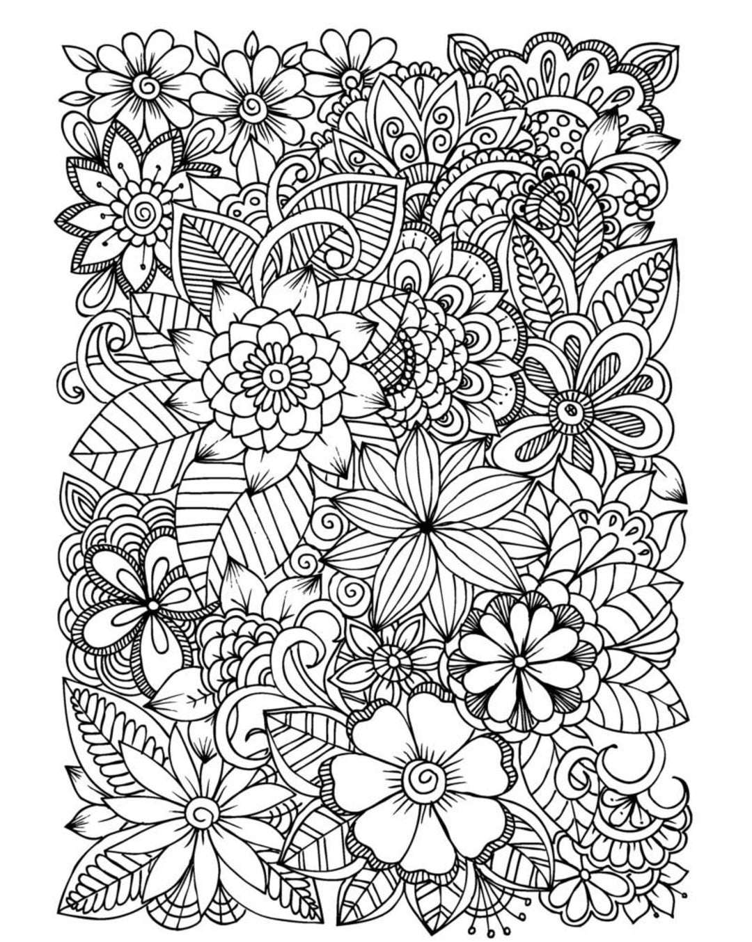 Flower Coloring Pages 30 Flowers Adult Coloring Pages 30 Digital Coloring Pages printable PDF Download Etsy
