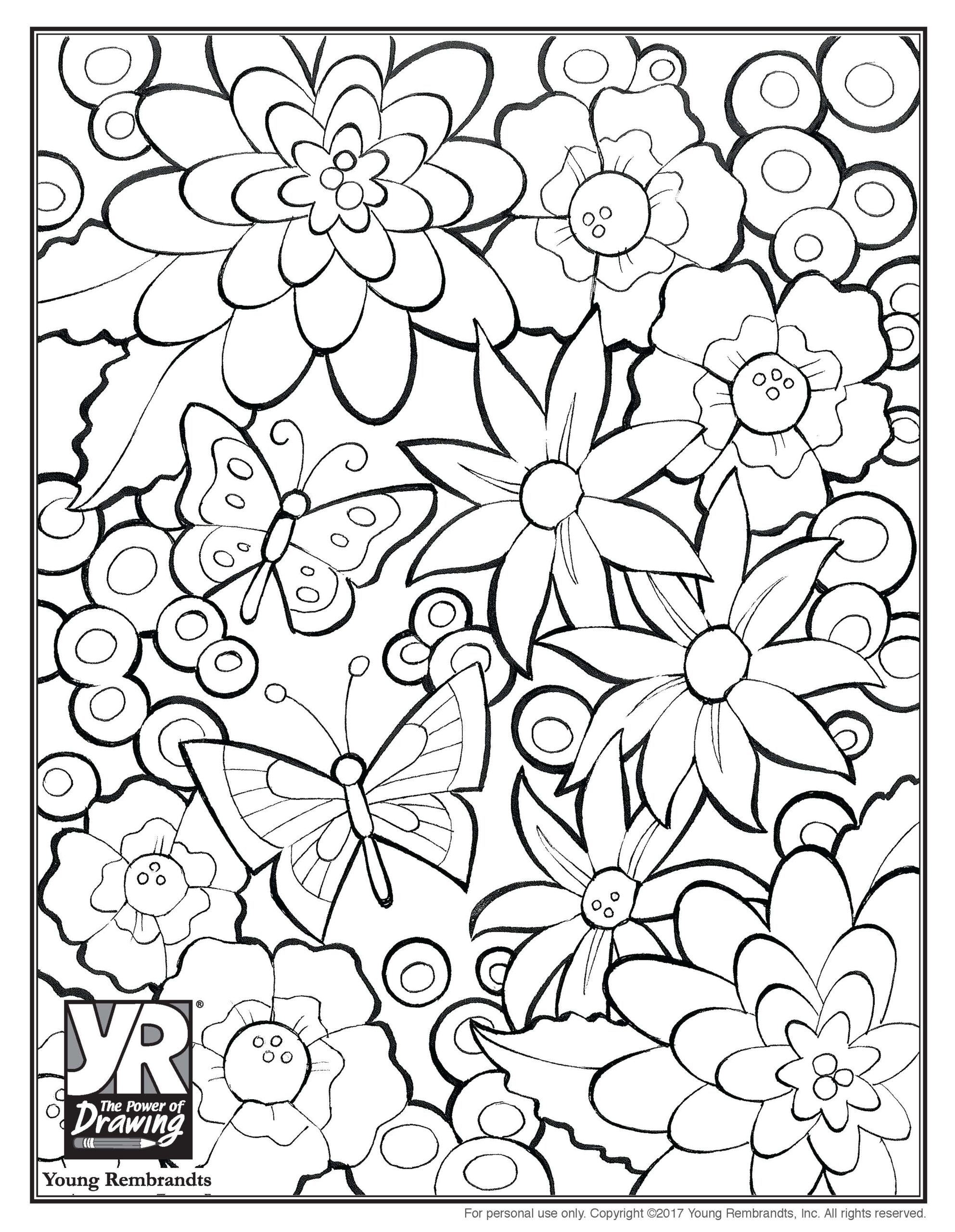 Flowers Coloring Page Young Rembrandts Shop