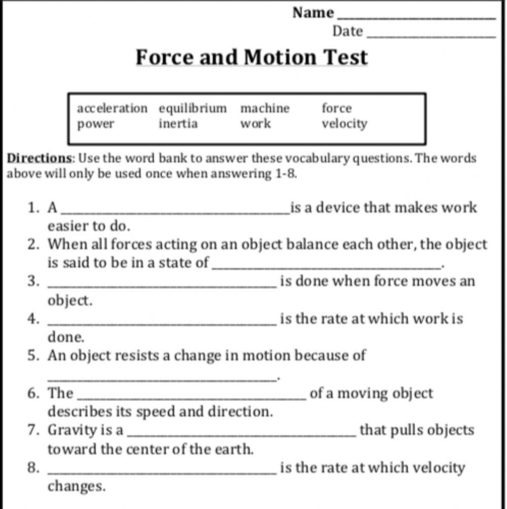 Force And Motion Live Worksheets Worksheets Library Force And Motion Live Worksheets Worksheets Library