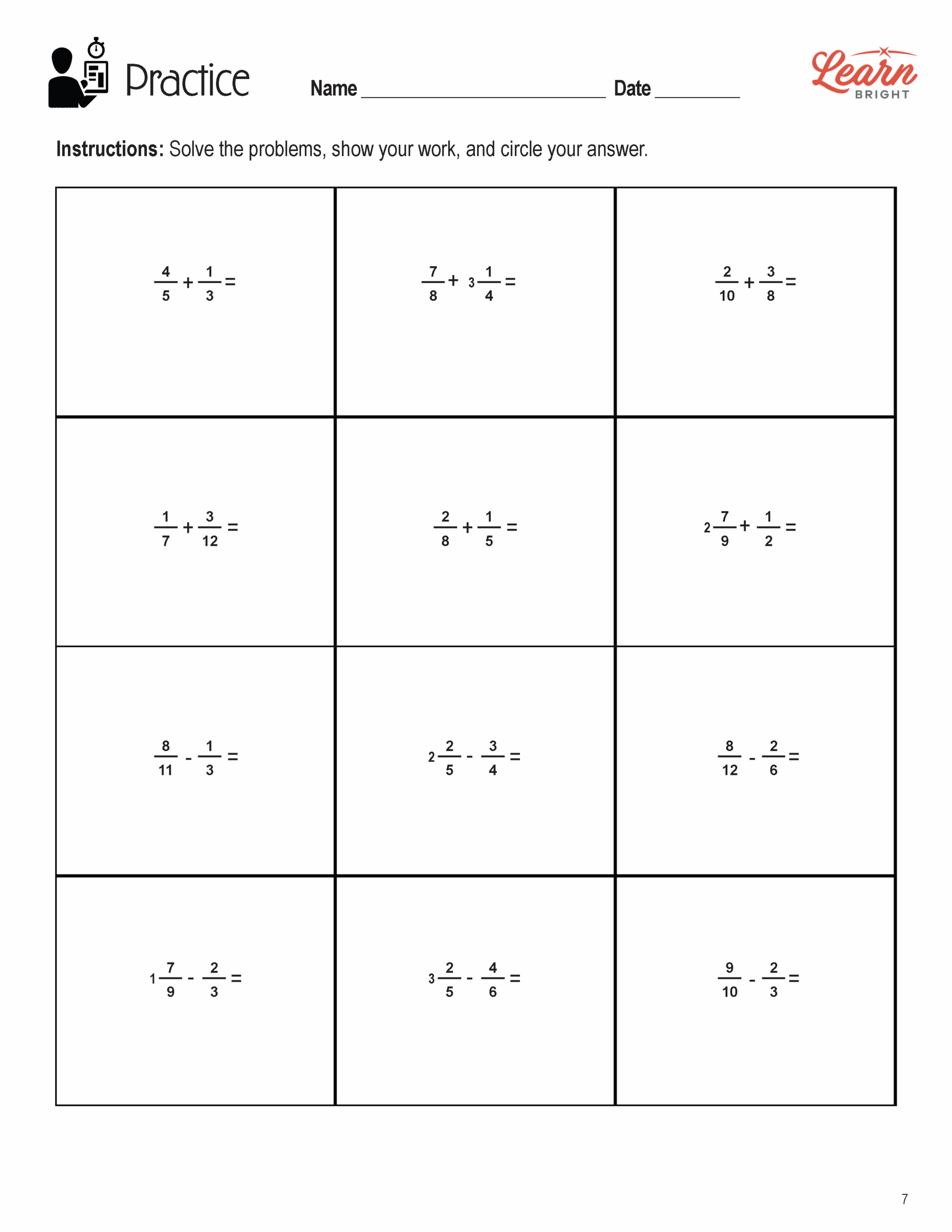 adding subtracting fractions with unlike denominators worksheet adding subtracting fractions with unlike denominators worksheet