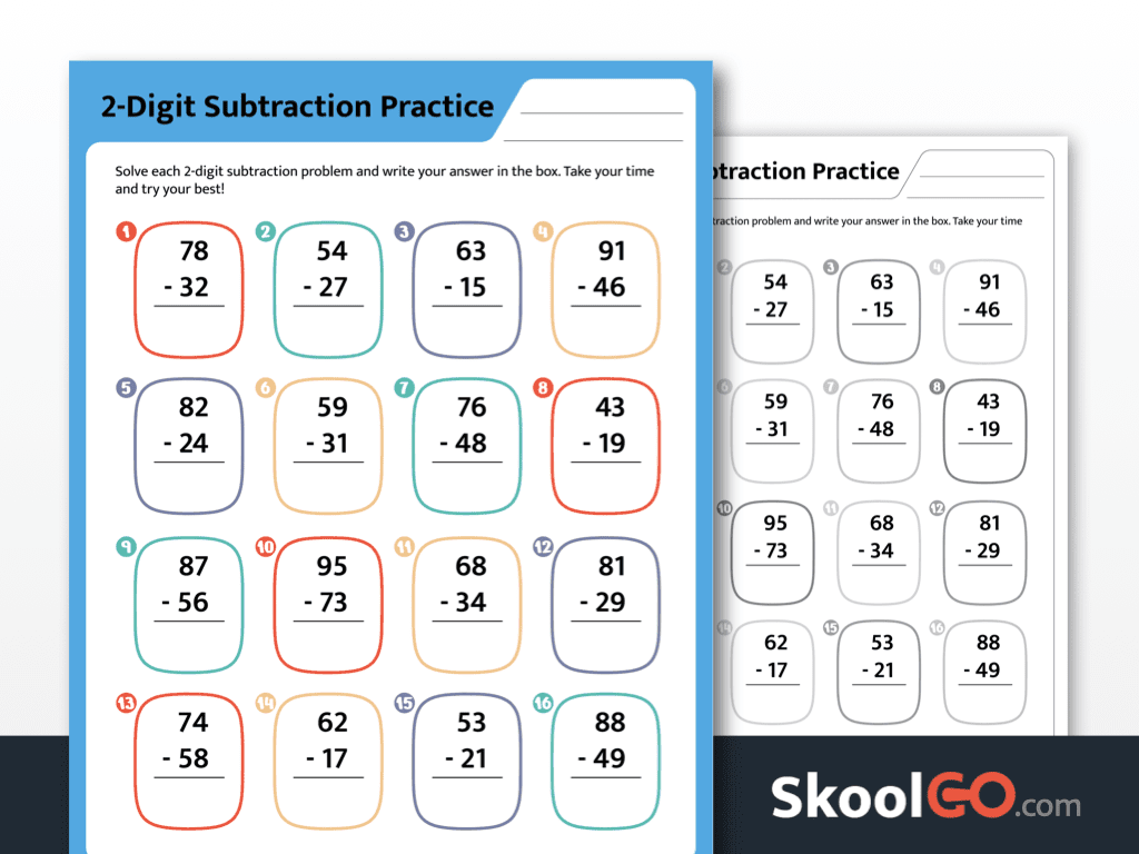 Free 2 Digit Subtraction Practice For Grades 1 3 Free 2 Digit Subtraction Practice For Grades 1 3