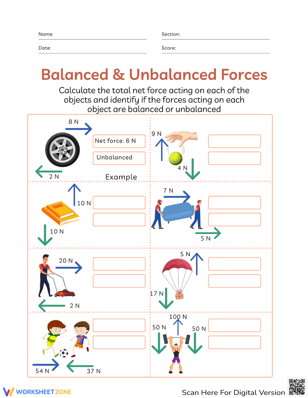 Free Balanced And Unbalanced Forces Worksheet Collection Worksheets Library