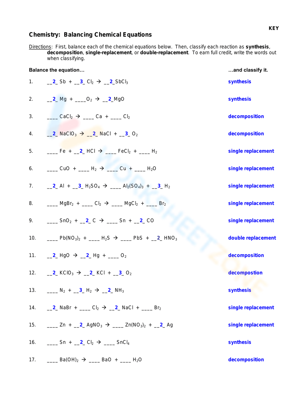 Free Balancing Chemical Equations Worksheet Answer Key Worksheets Library Free Balancing Chemical Equations Worksheet Answer Key Worksheets Library
