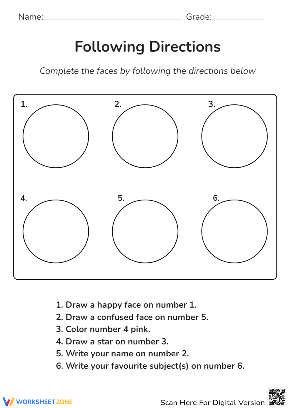 follow the directions worksheet