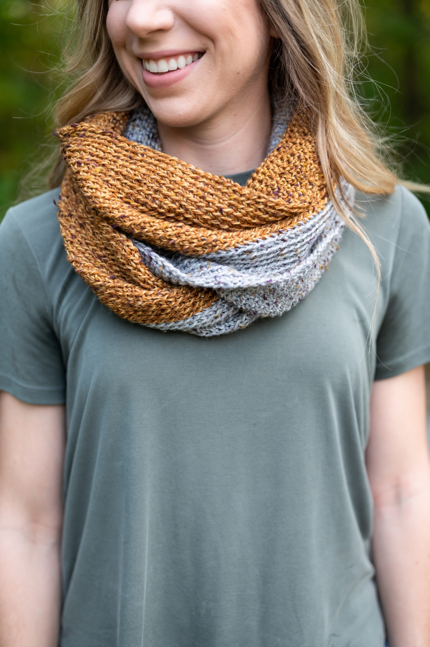 Free Crochet Pattern Half N Half Infinity Scarf Woods And Wool