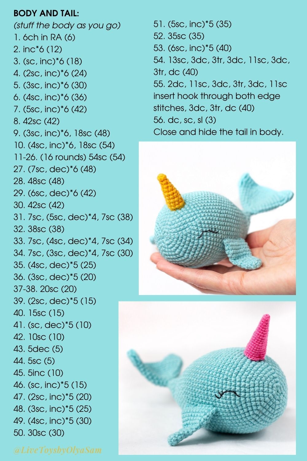 Free Crochet Toy Pattern Stuffed Narwhal Tutorial Soft Toy Pattern Pdf Pattern For Beginners