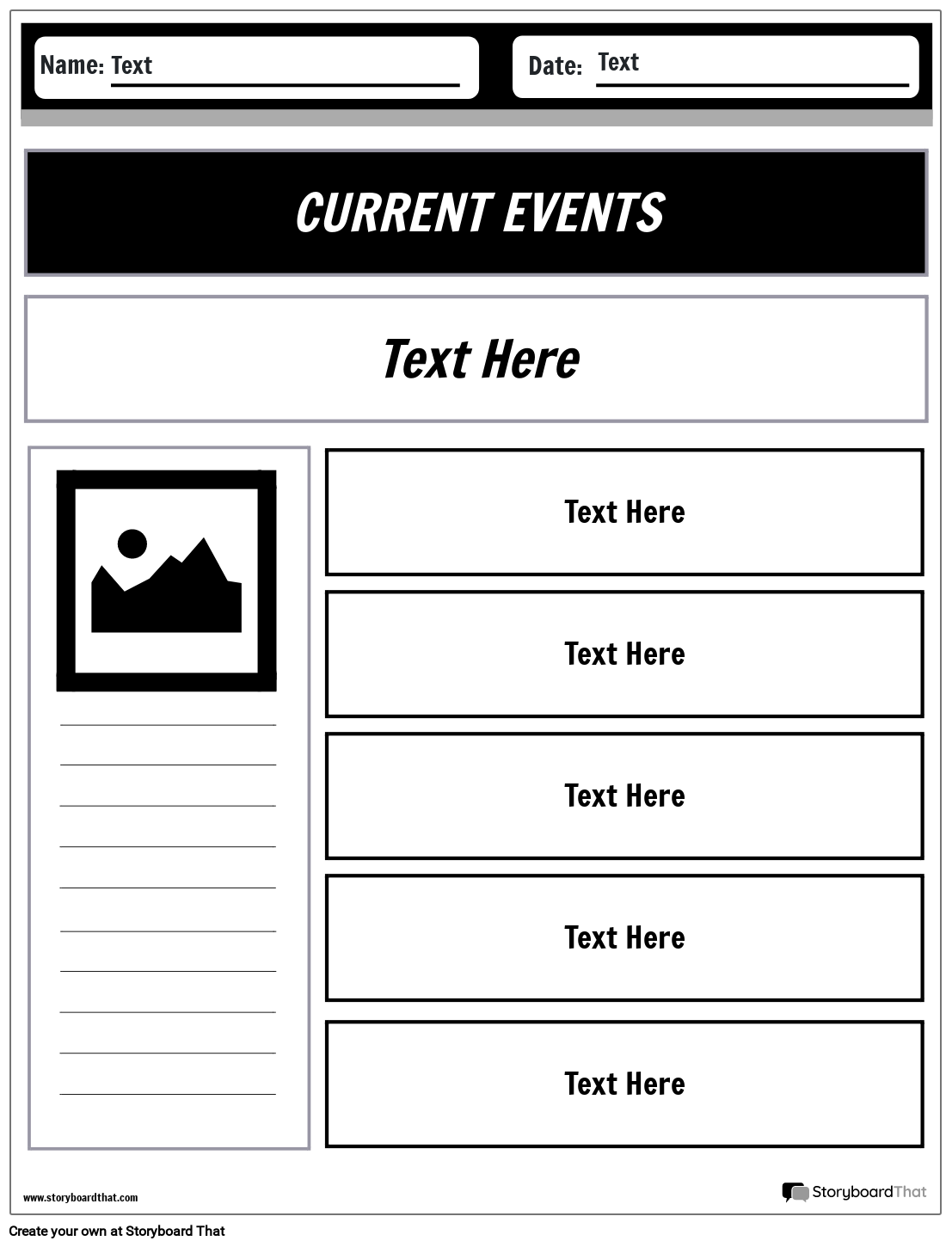 Free Current Events Worksheets StoryboardThat Worksheets Library