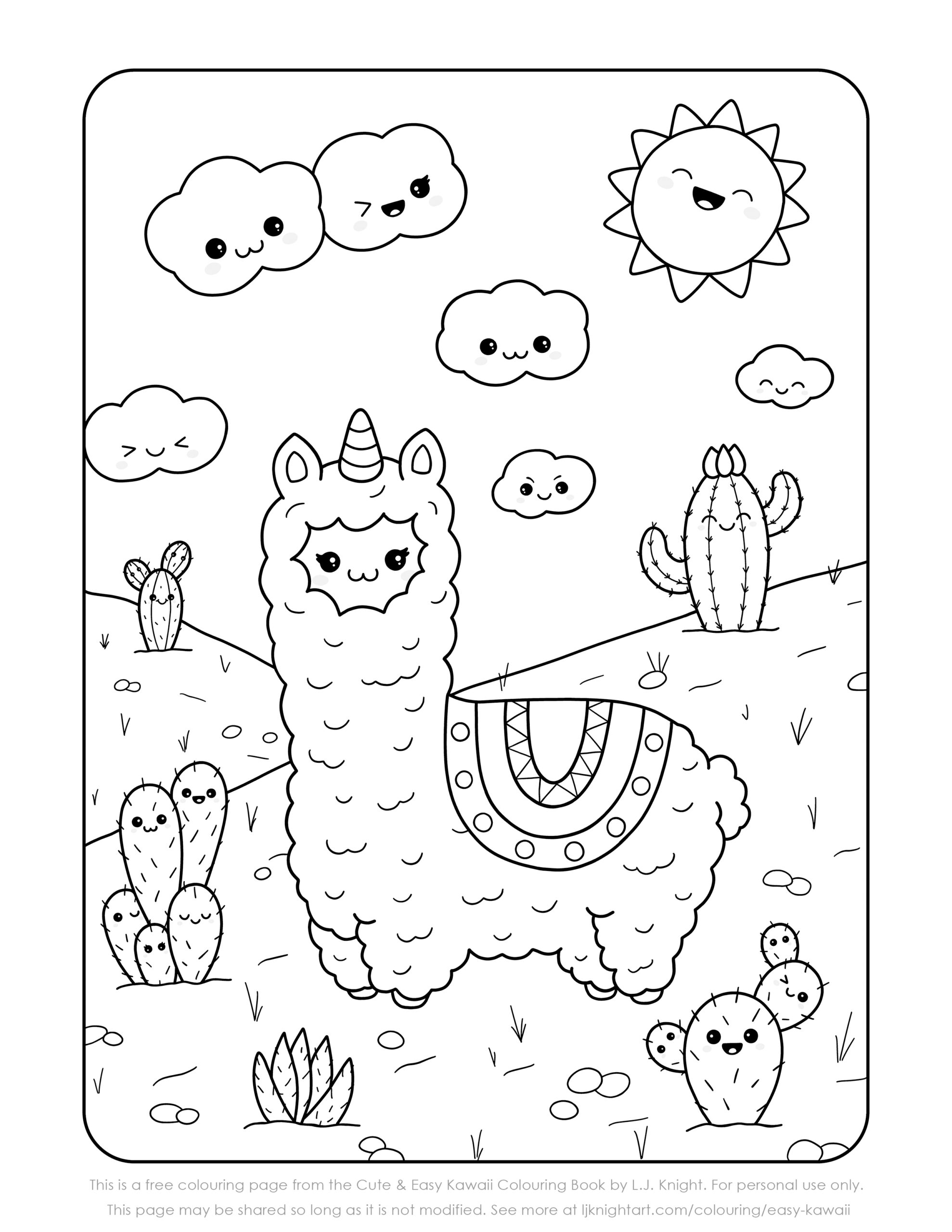 Free Cute Kawaii Llama Printable Colouring Page L J Knight Art Worksheets Library Free Cute Kawaii Llama Printable Colouring Page L J Knight Art Worksheets Library