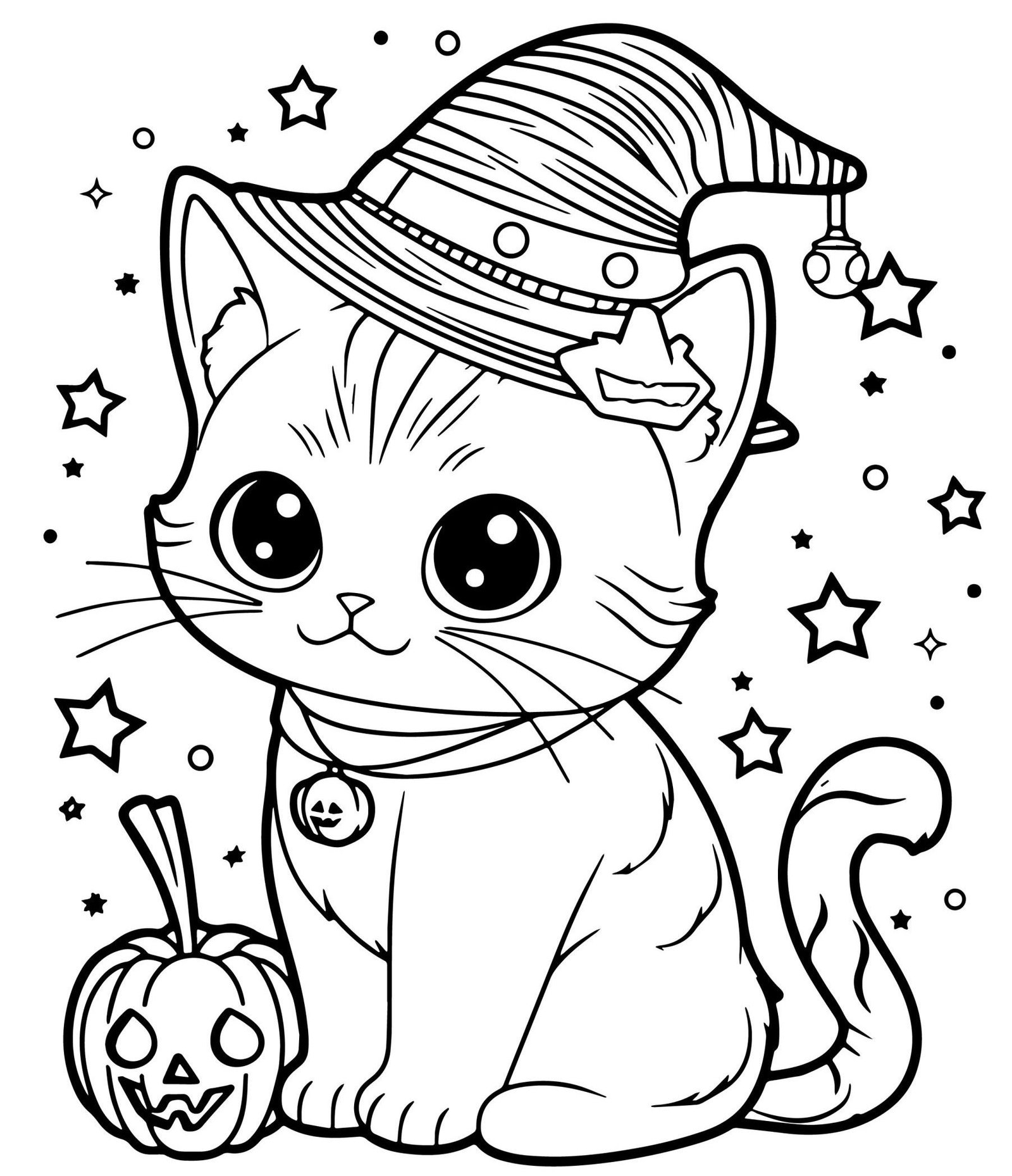 halloween cat coloring page