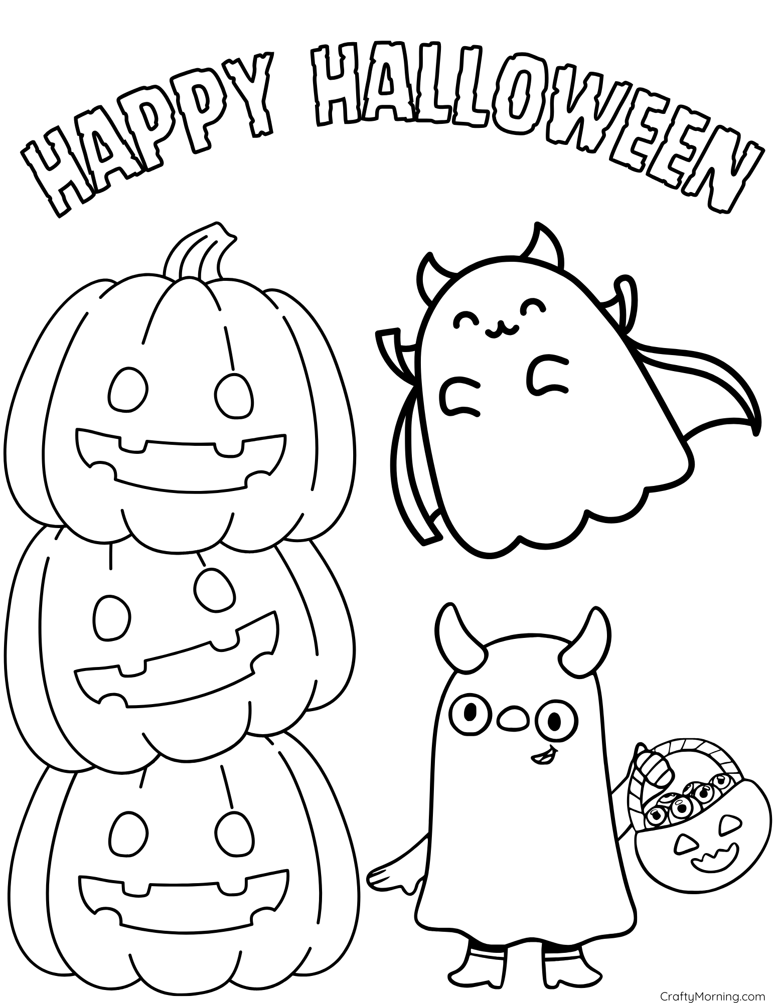 happy halloween colouring pages