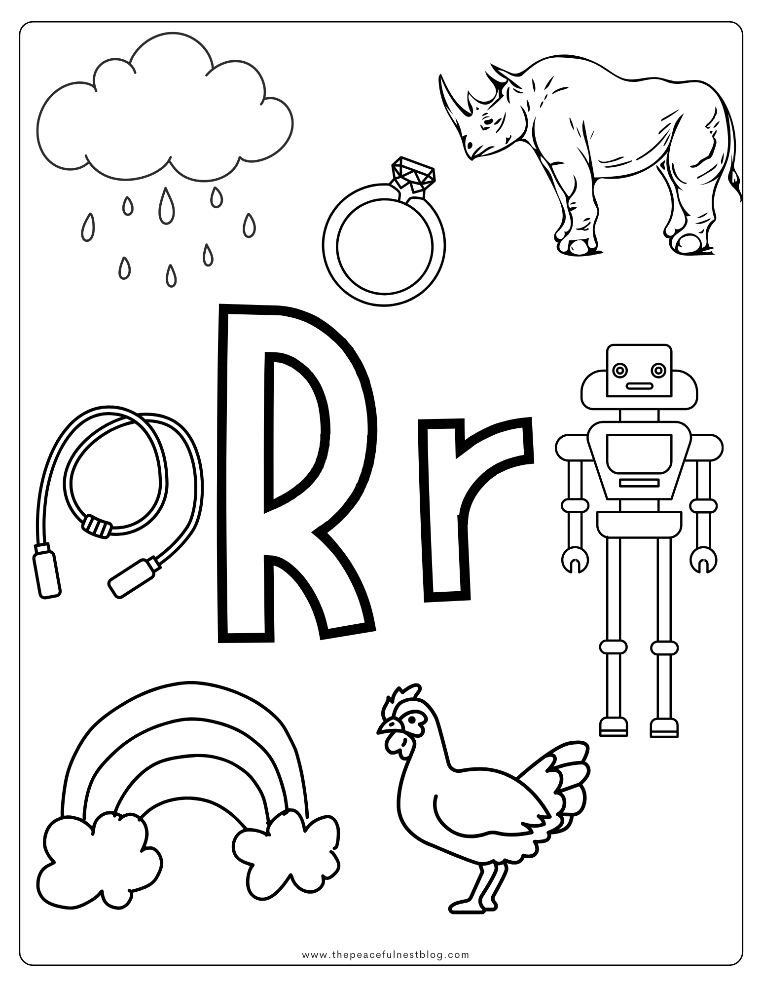 Free Letter R Coloring Page The Peaceful Nest