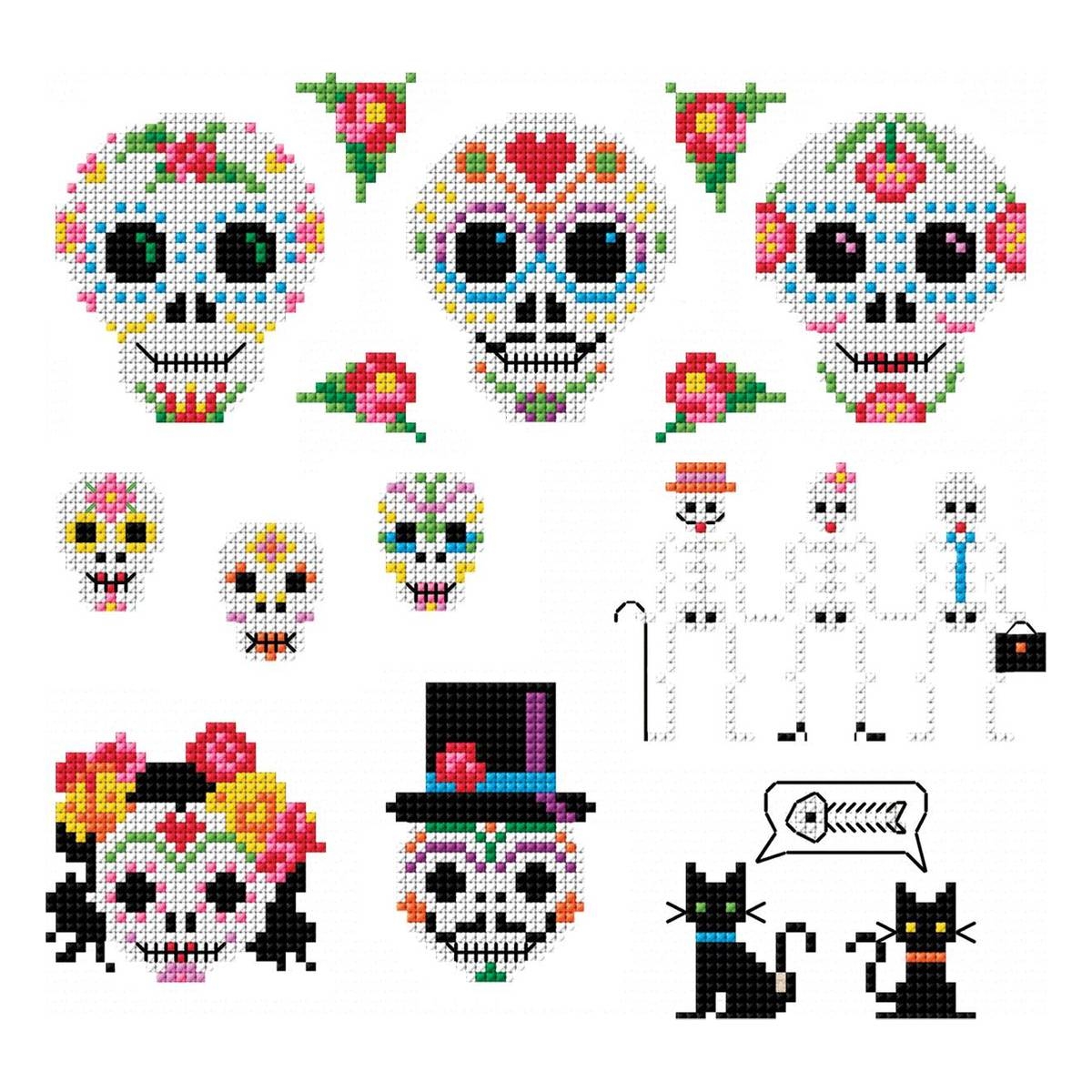 FREE PATTERN DMC Floral Skulls Cross Stitch 0143 Hobbycraft FREE PATTERN DMC Floral Skulls Cross Stitch 0143 Hobbycraft