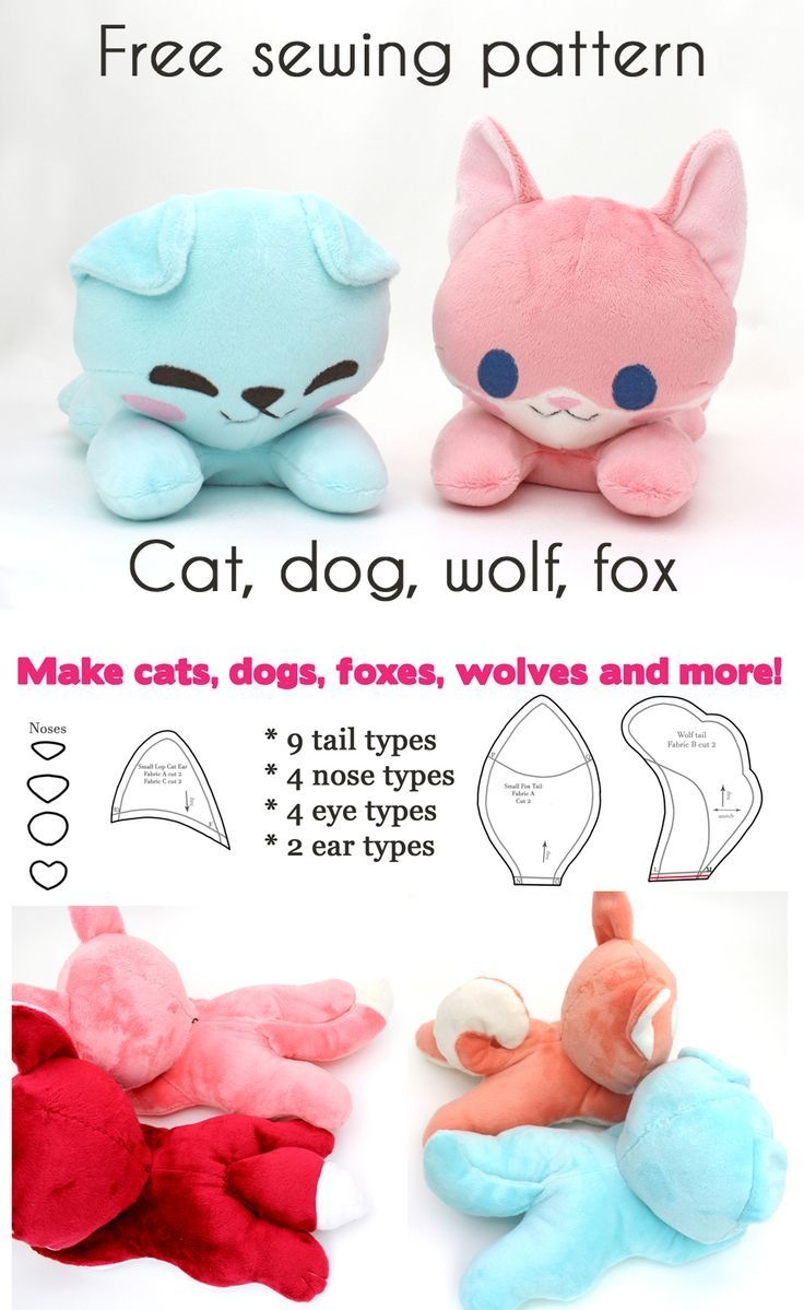 Free Plush Sewing Pattern Cat Dog Fox Wolf Laying Stuffed Animals Free Plush Sewing Pattern Cat Dog Fox Wolf Laying Stuffed Animals