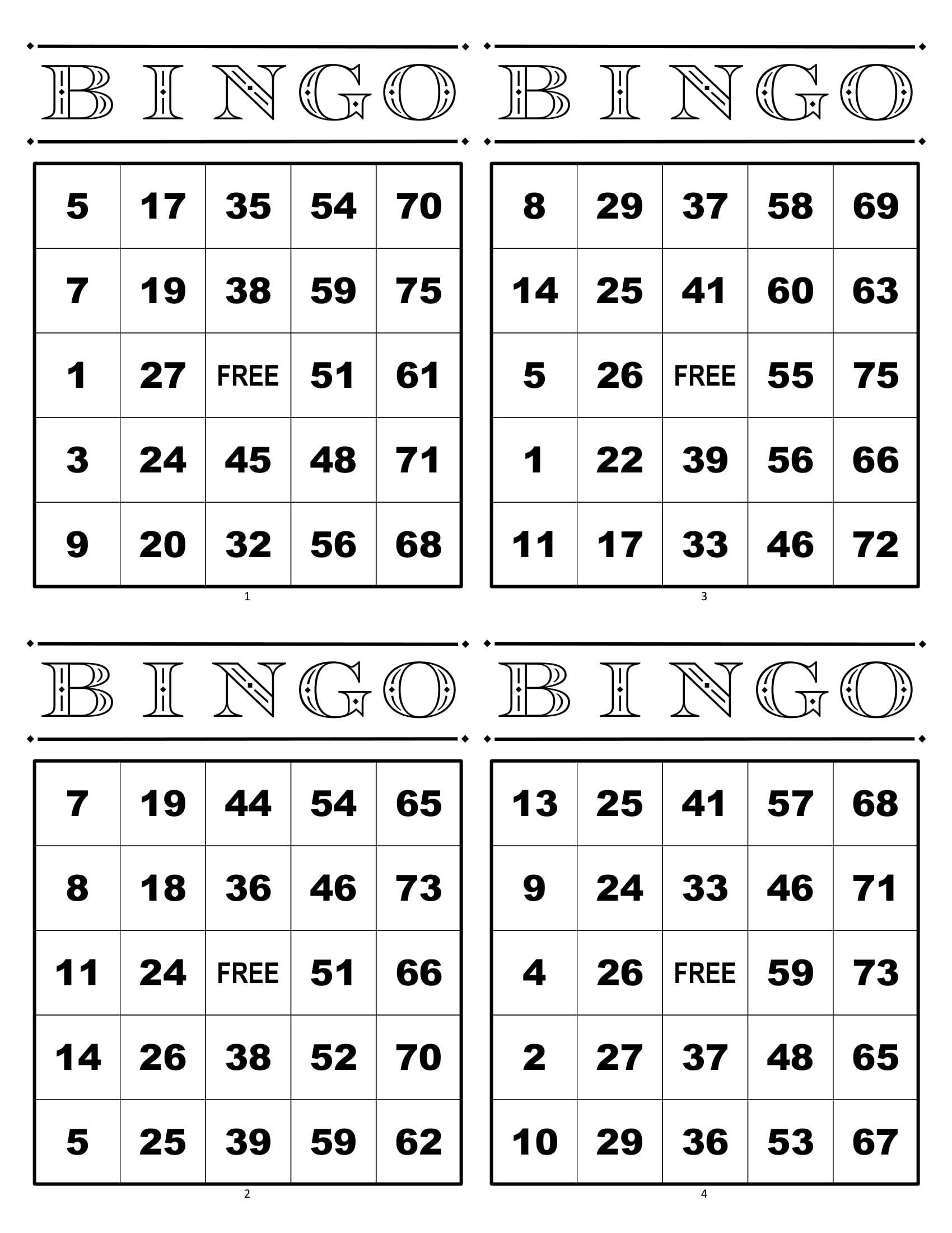 Free Printable Bingo Cards 1 75 Printable Free Printable Bingo Cards 1 75 Printable