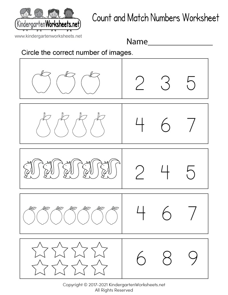 Free Printable Count And Match Numbers Worksheet Worksheets Library