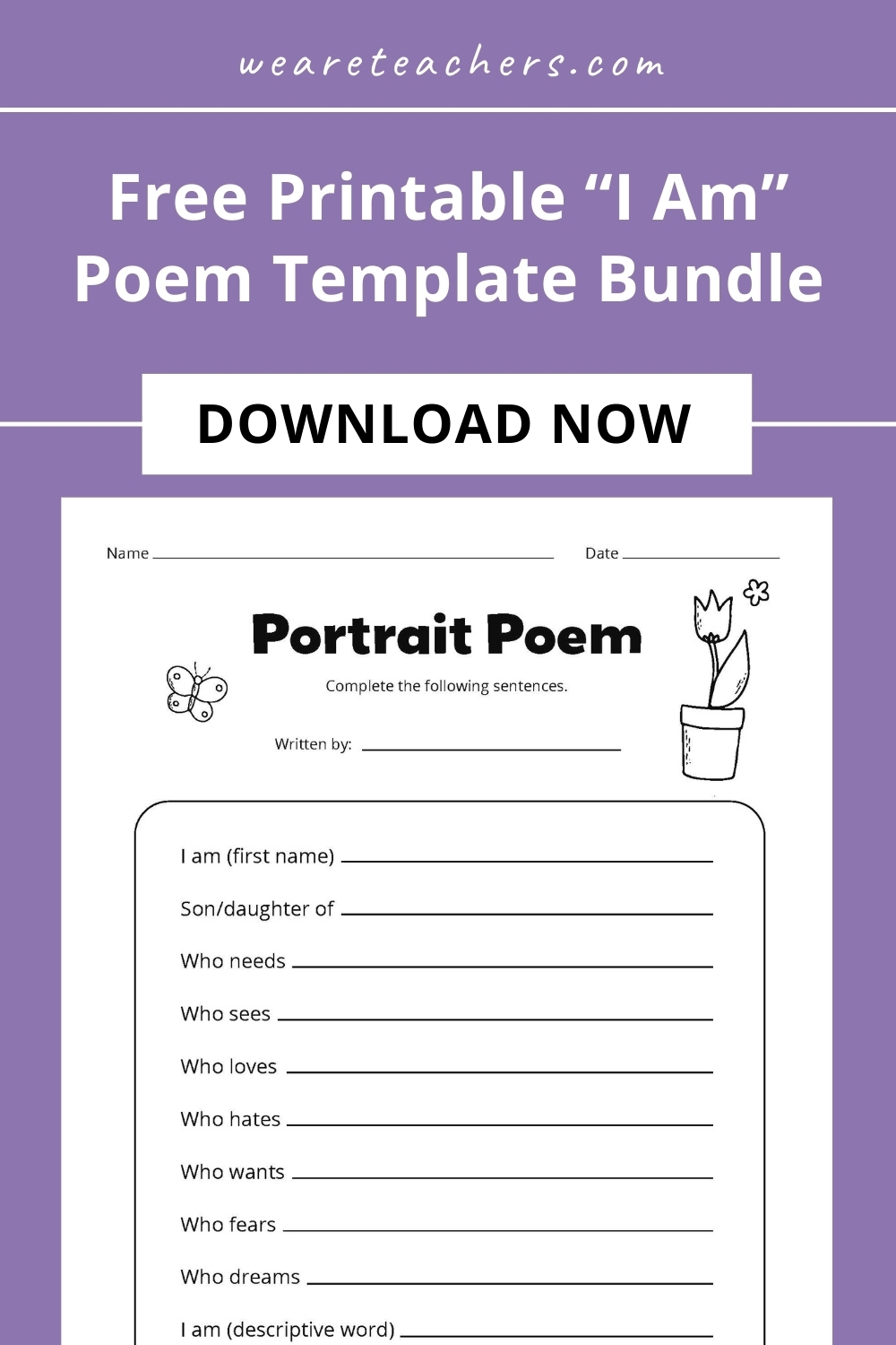 free i am poem template
