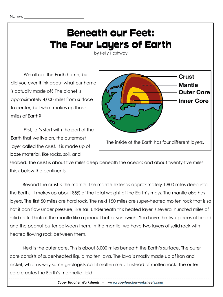 worksheet on earth's layers worksheet on earth's layers