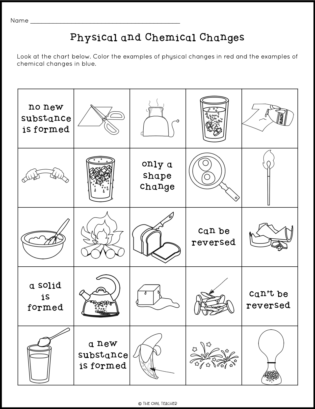 Free Printable Physical And Chemical Properties And Changes Worksheets Worksheets Library