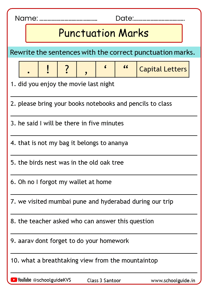Free Printable Punctuation Worksheets PDF For Kids Free Printable Punctuation Worksheets PDF For Kids