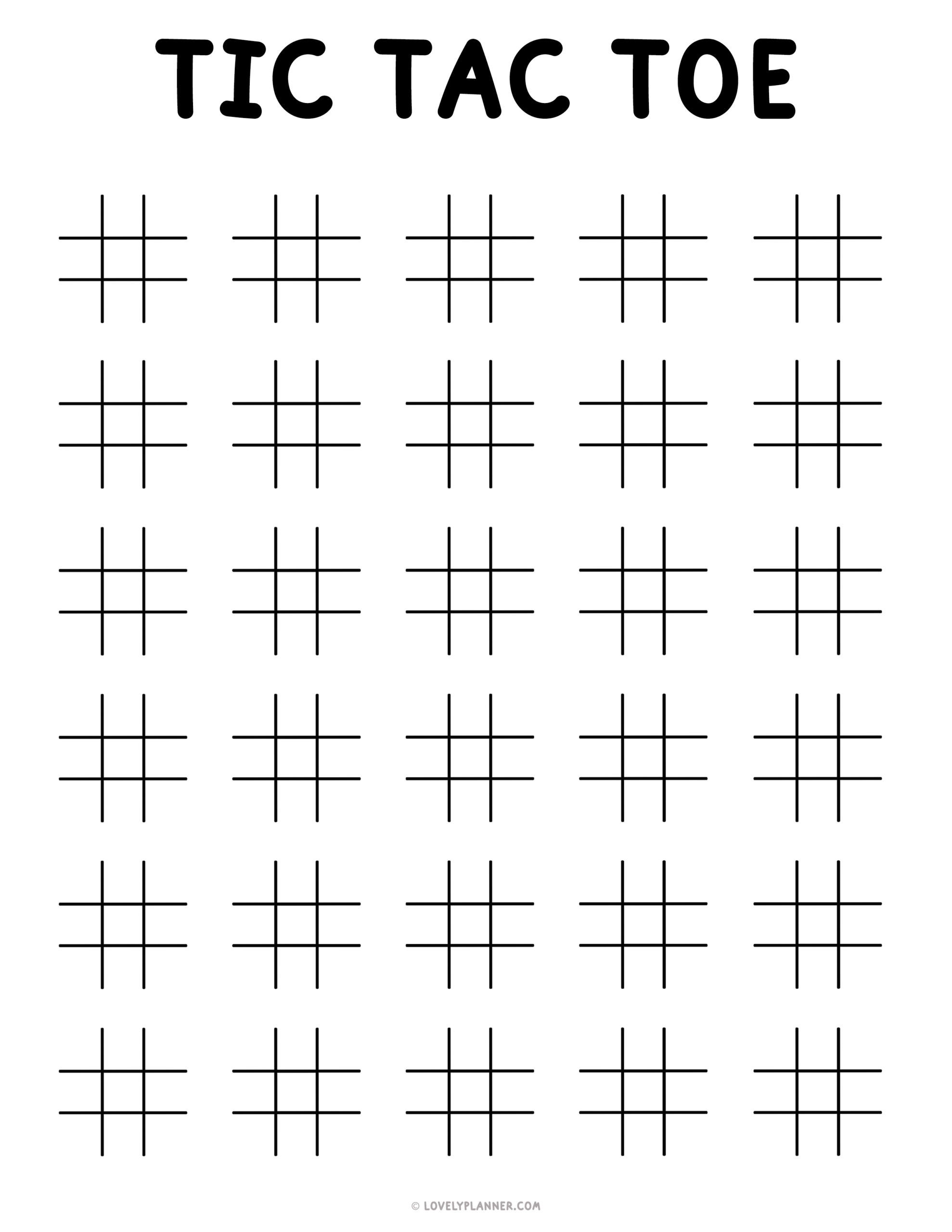 tic tac toe worksheet