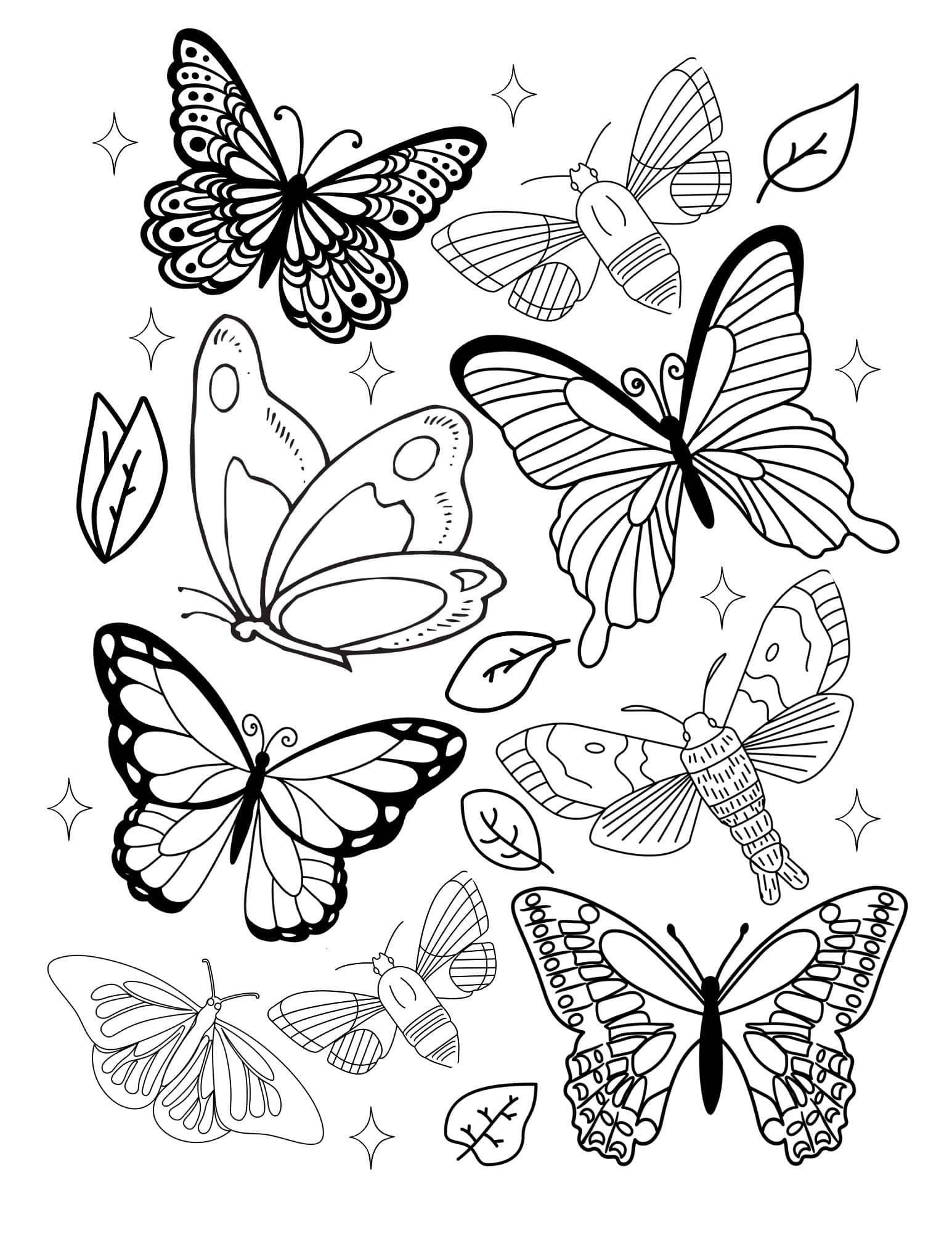 butterfly color pages printable
