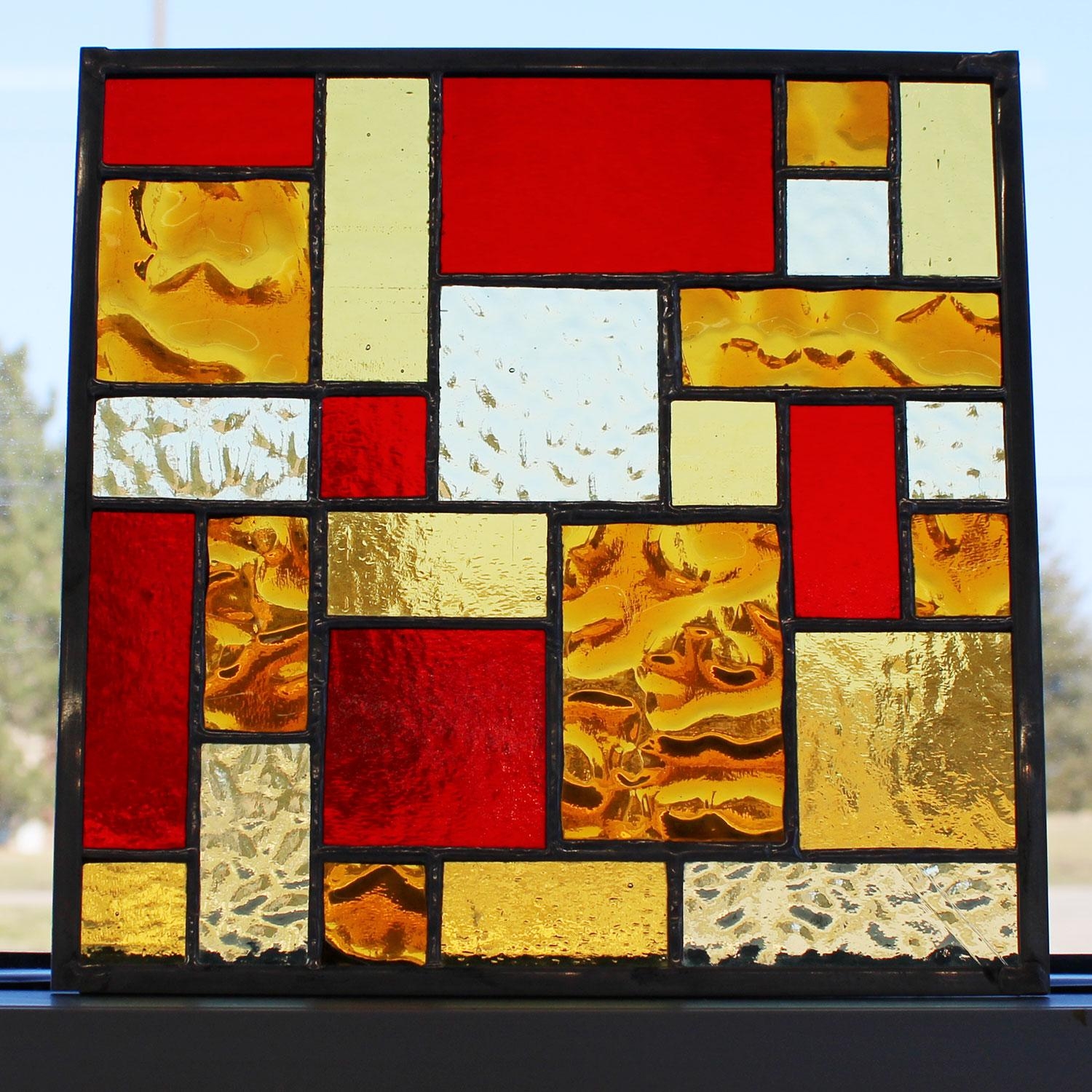Free Square Geometric Pattern Window Panels Delphi Glass