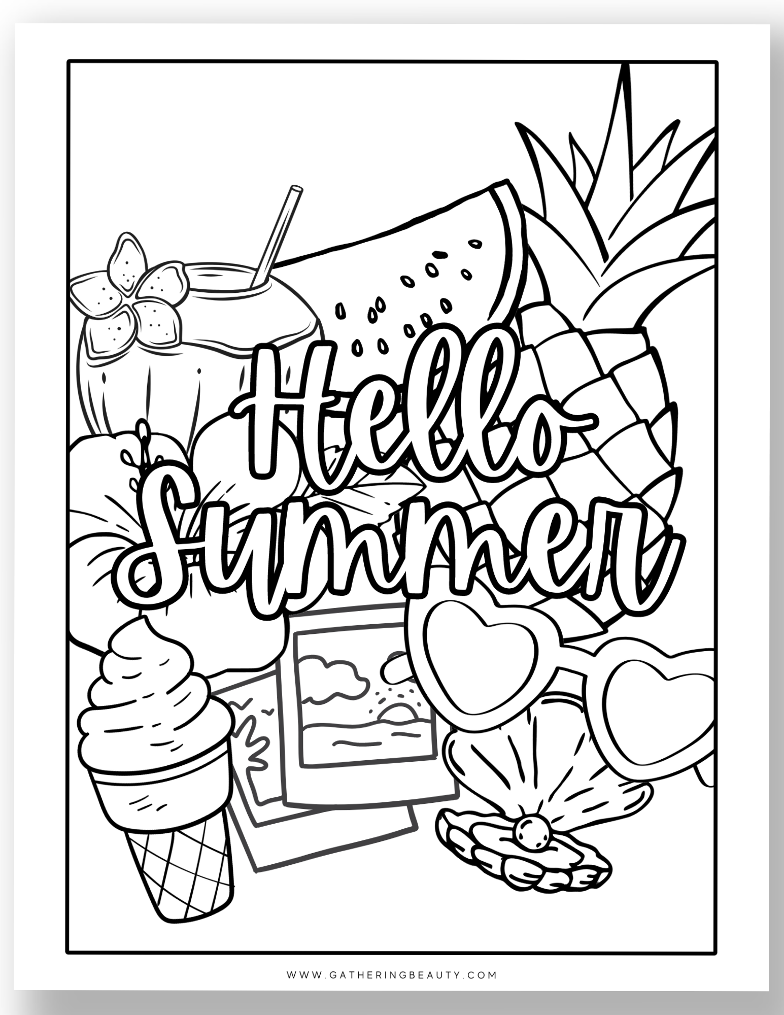 summer printable colouring pages