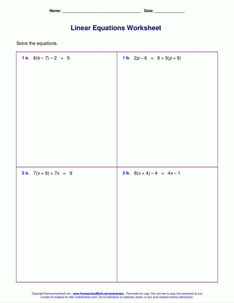 Free Worksheets For Linear Equations grades 6 9 Pre algebra Worksheets Library Free Worksheets For Linear Equations grades 6 9 Pre algebra Worksheets Library