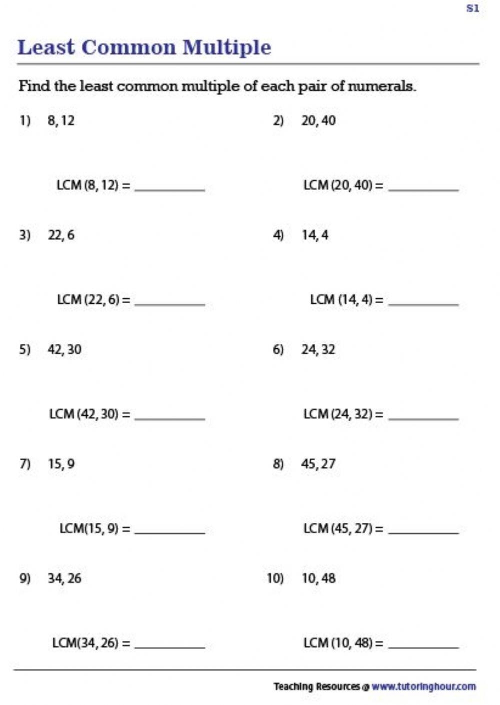 FREEBIE Least Common Multiple LCM Worksheets By Eli Burger Worksheets Library