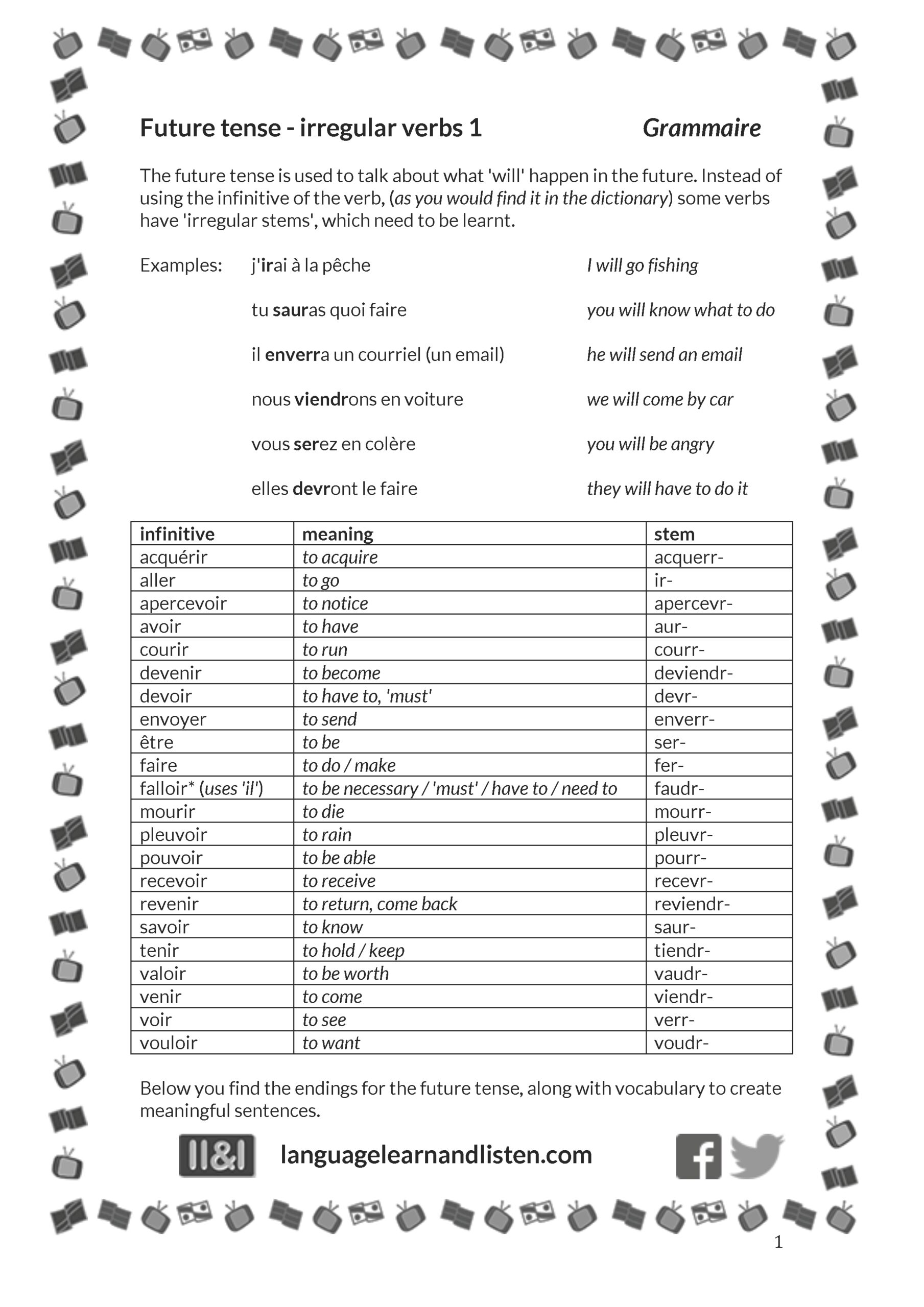 futur simple irregular verbs