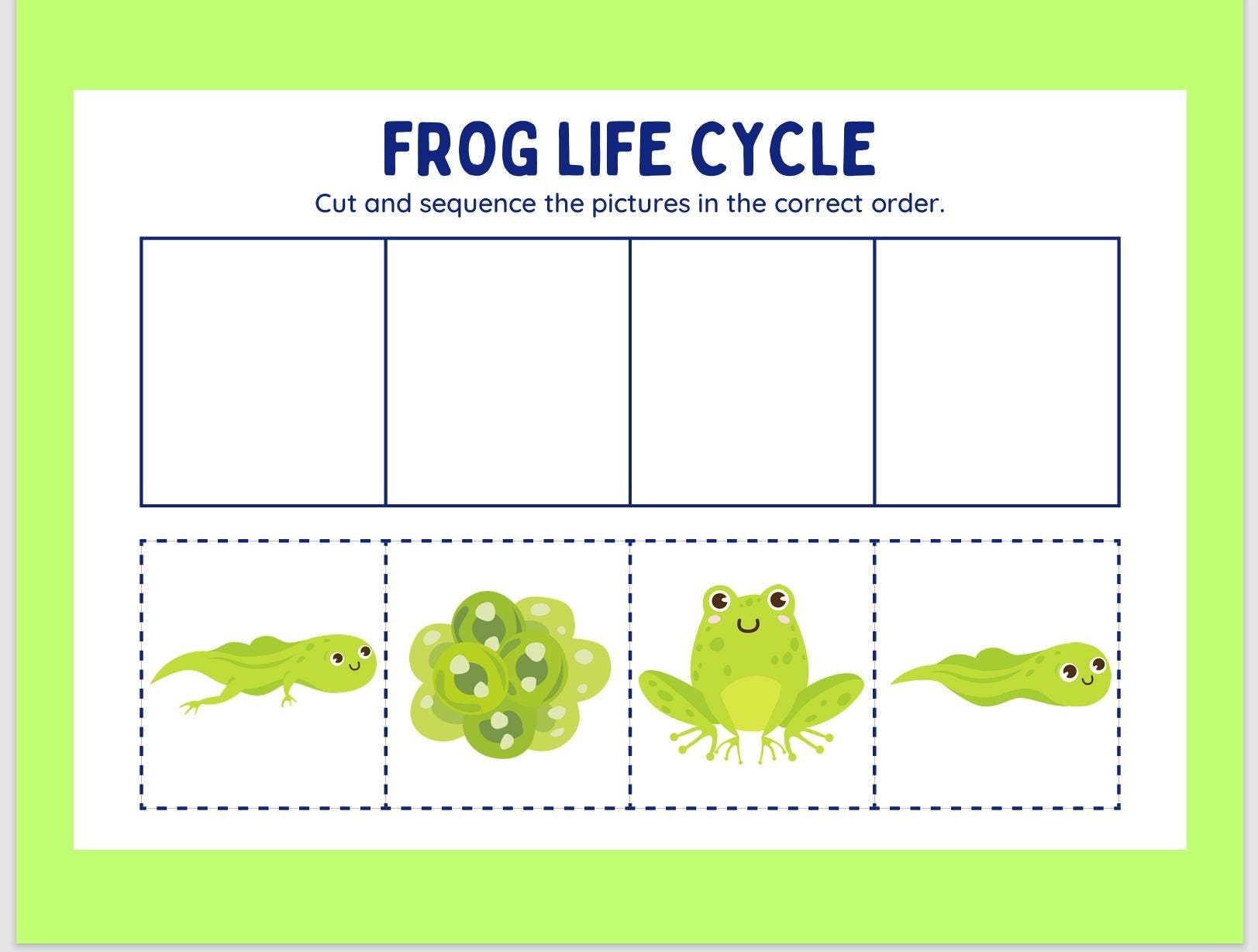 Frog Life Cycle Cut And Paste Worksheet Etsy Frog Life Cycle Cut And Paste Worksheet Etsy