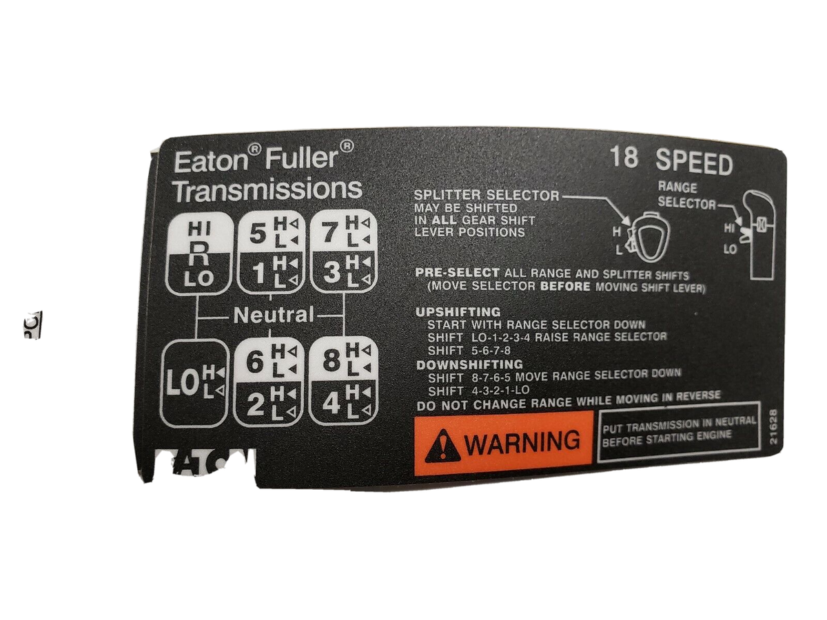 FUL 21628 EATON FULLER TRANSMISSION 18 SPEED SHIFT LABEL EBay FUL 21628 EATON FULLER TRANSMISSION 18 SPEED SHIFT LABEL EBay