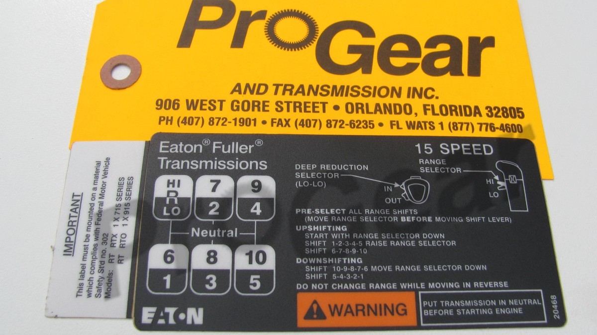 Fuller Transmission RT RTO RTX 15 Speed Shift Pattern 20468 EBay Fuller Transmission RT RTO RTX 15 Speed Shift Pattern 20468 EBay