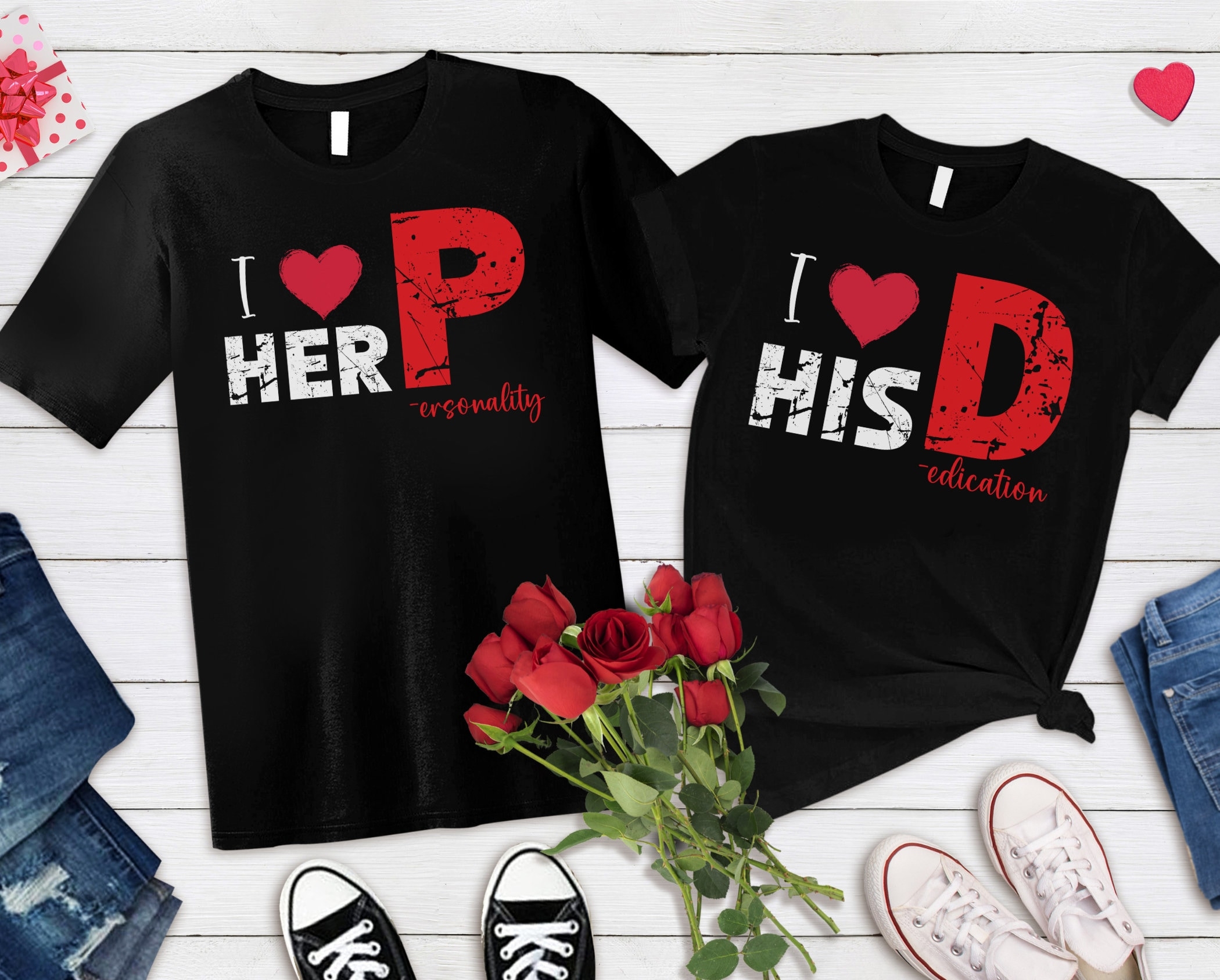 Funny Couples Shirt I Love His D Love Her P Matching Anniversary Valentine Tees Etsy