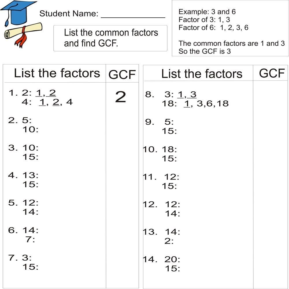 Gcf And Lcm Worksheet Greatest Common Factors Free Math Worksheets Library Gcf And Lcm Worksheet Greatest Common Factors Free Math Worksheets Library