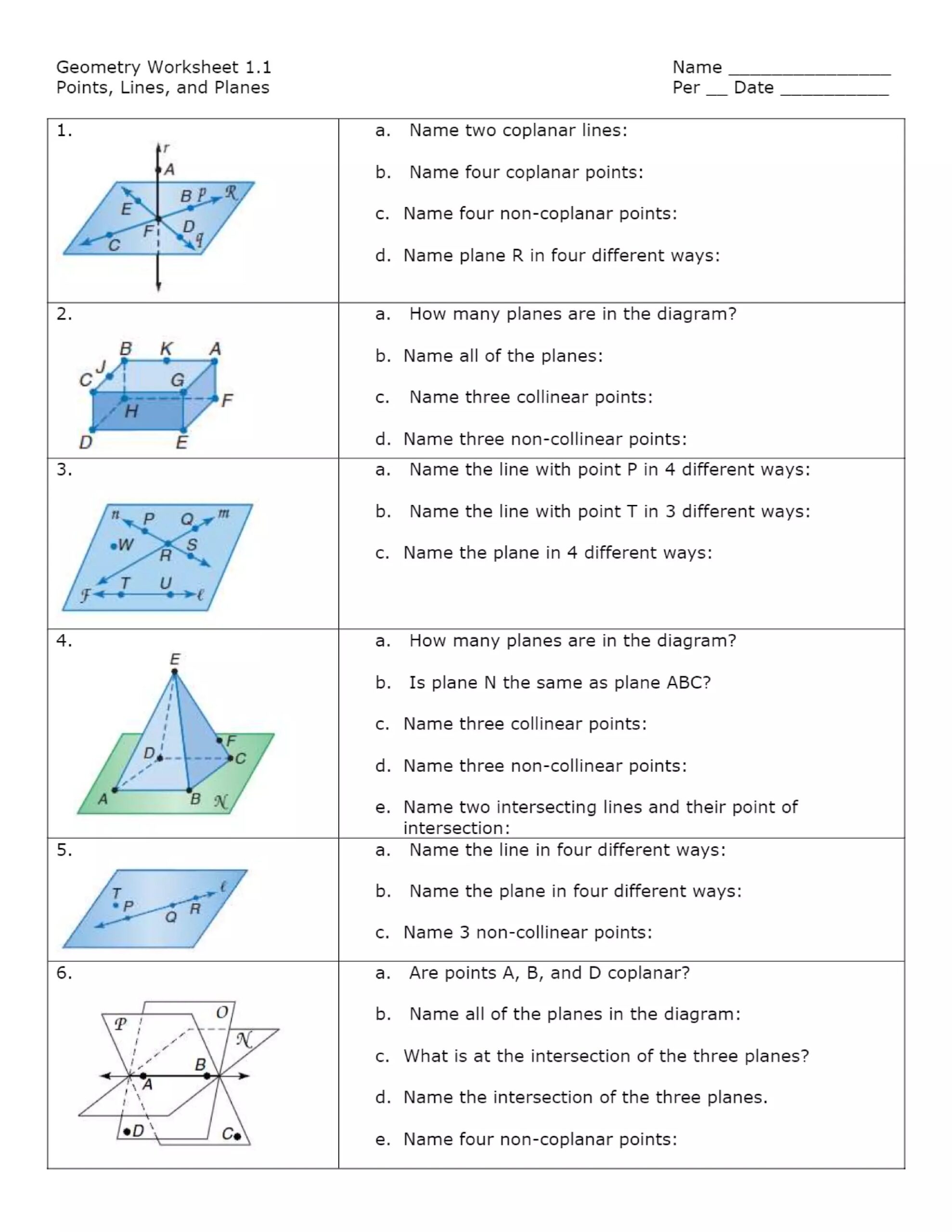 Geometry Worksheet 1 1 Name Points Lines And Planes Per pdf Geometry Worksheet 1 1 Name Points Lines And Planes Per pdf