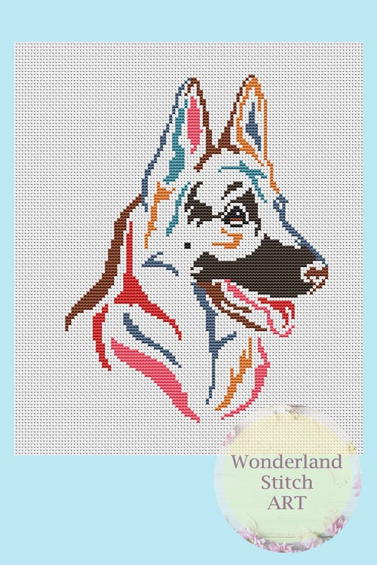 German Shepherd Dog Cross Stitch Pattern PDF